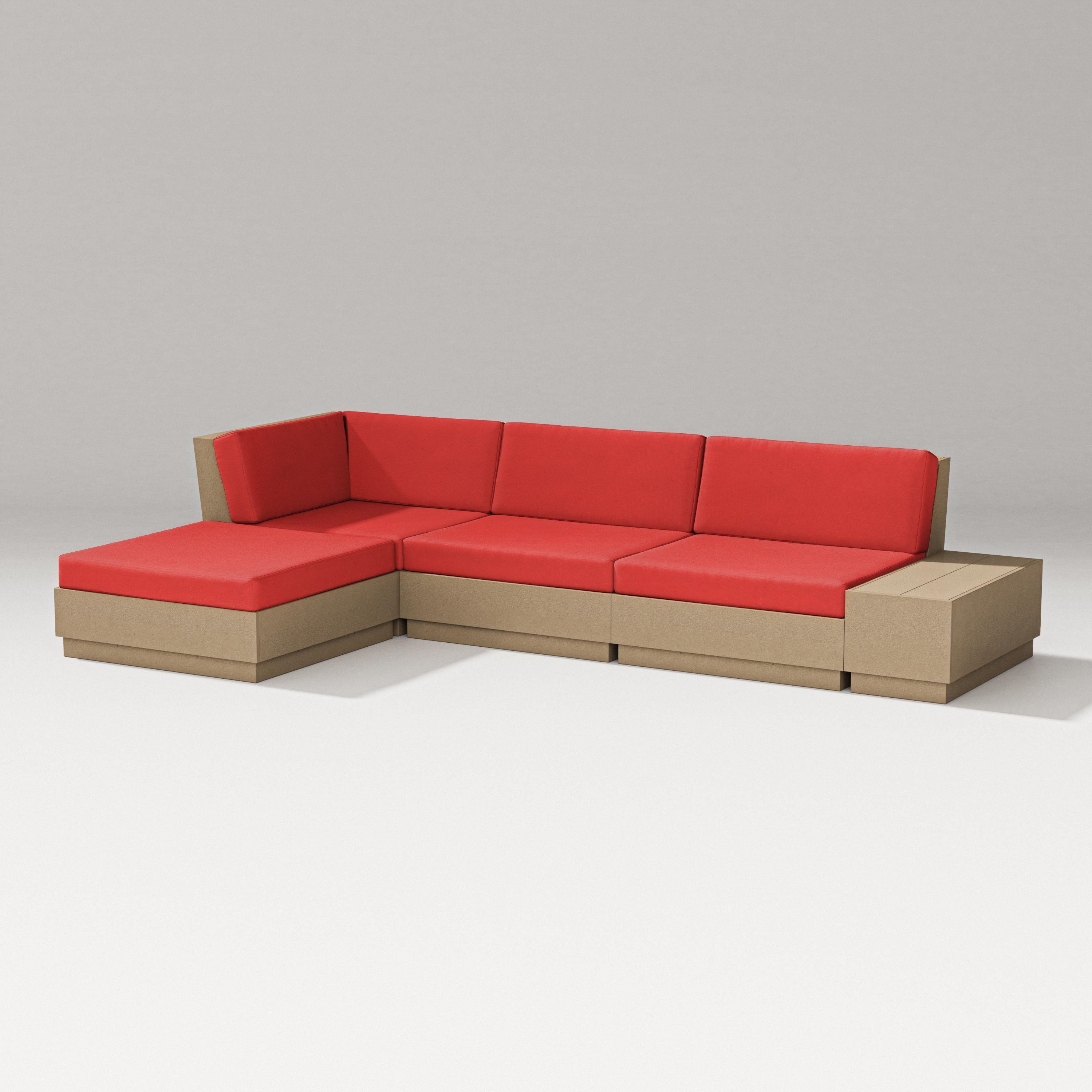 PW Designer Series Elevate Chaise Sectional in Vintage Sahara / Crimson Linen