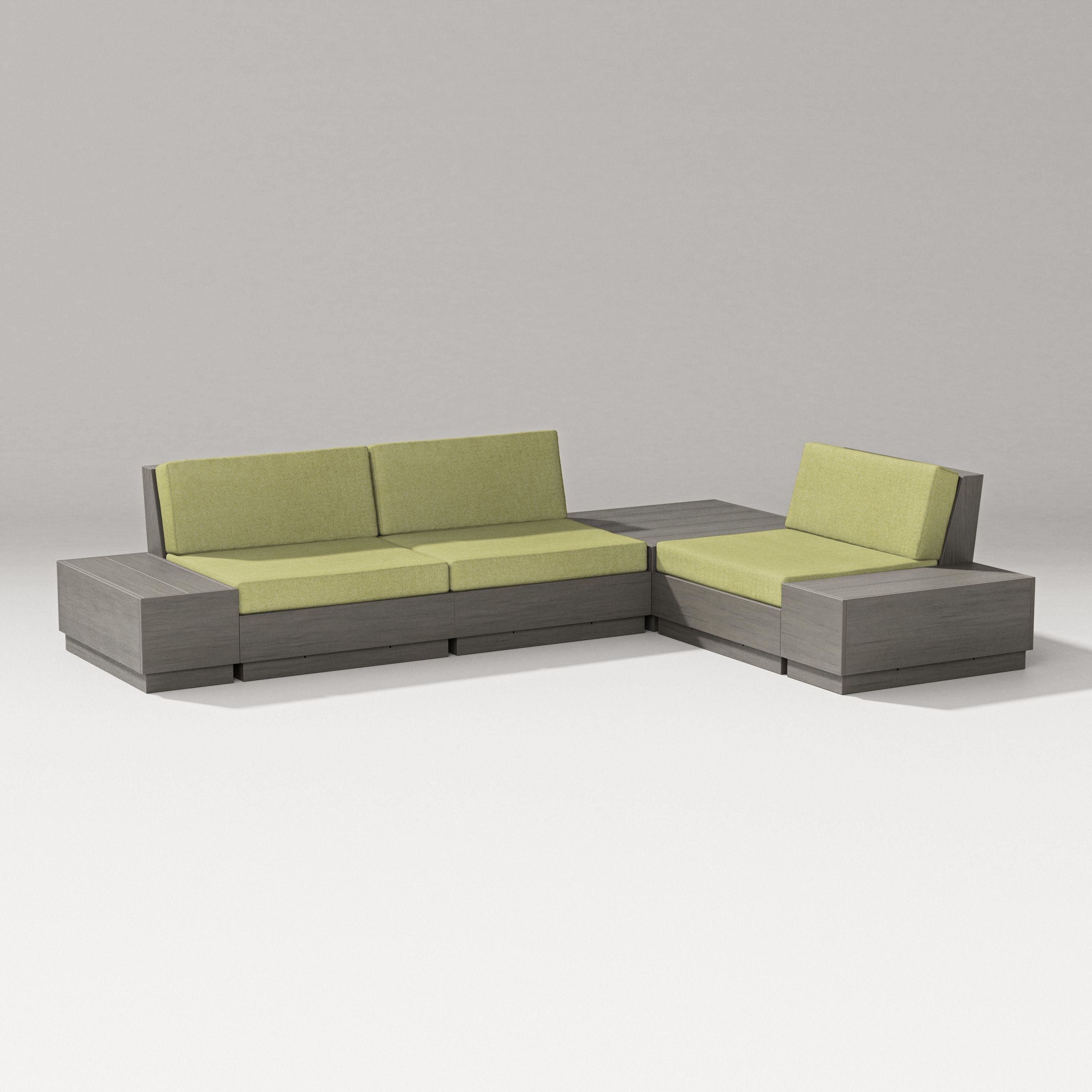 PW Designer Series Elevate 6-Piece Corner Sectional in Driftwood / Chartreuse Boucle