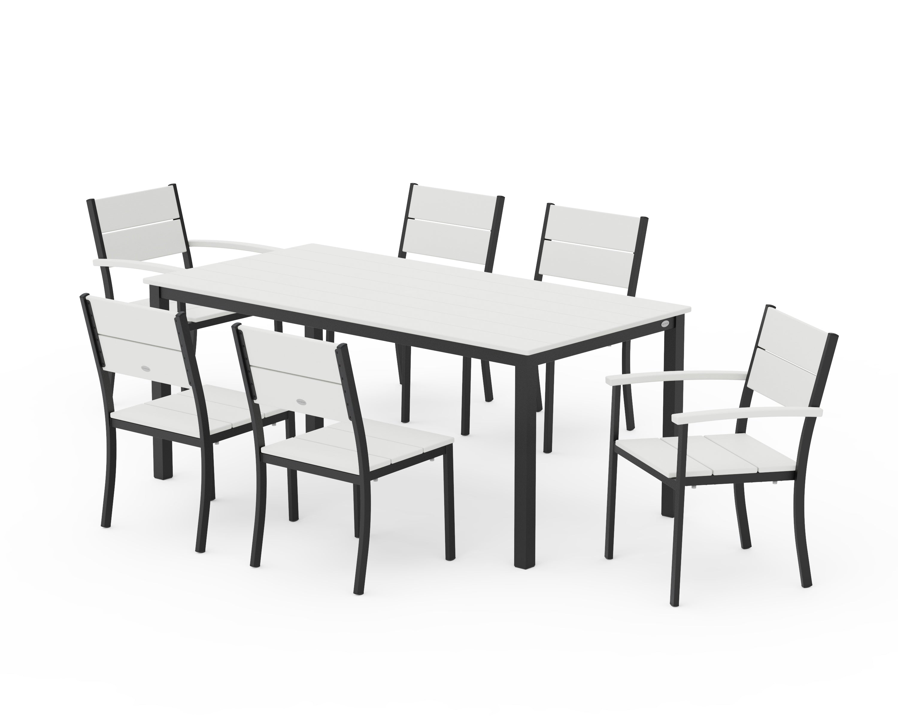 POLYWOOD Main Street 7-Piece Dining Set in Black / Vintage White