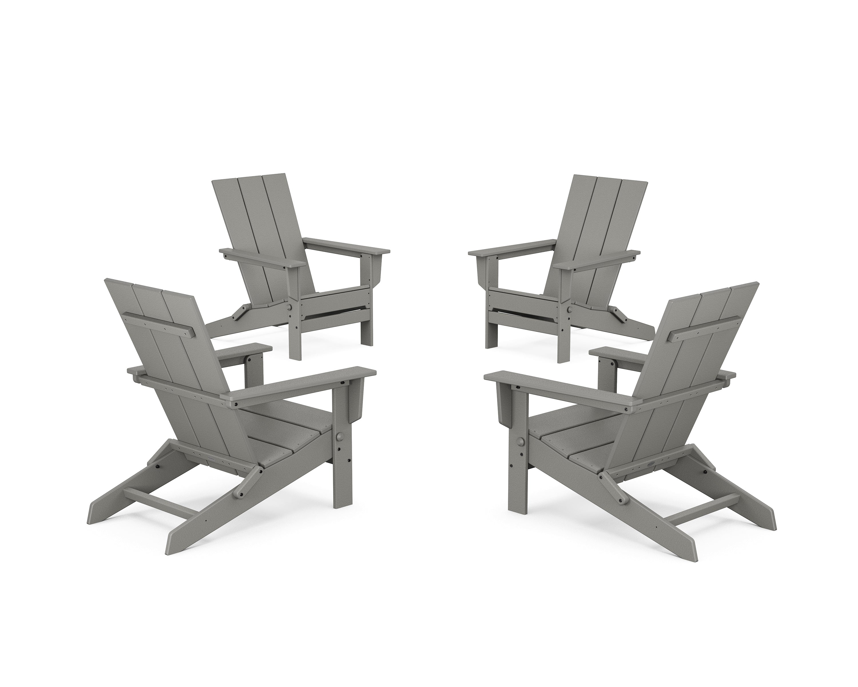 POLYWOOD® 4-Piece Modern Studio Folding Adirondack Chair Conversation Set in Slate Grey