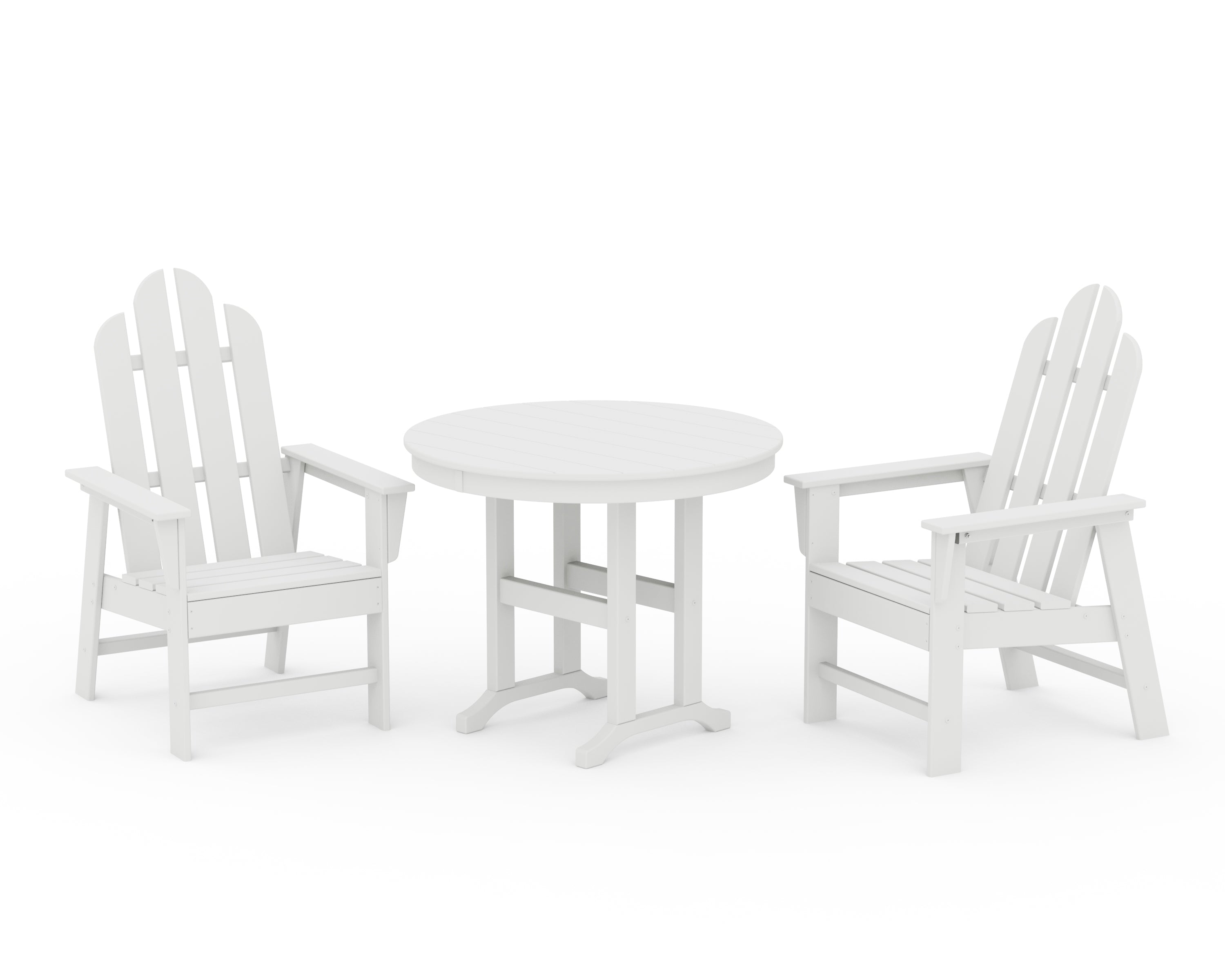 POLYWOOD Long Island 3-Piece Round Dining Set in White