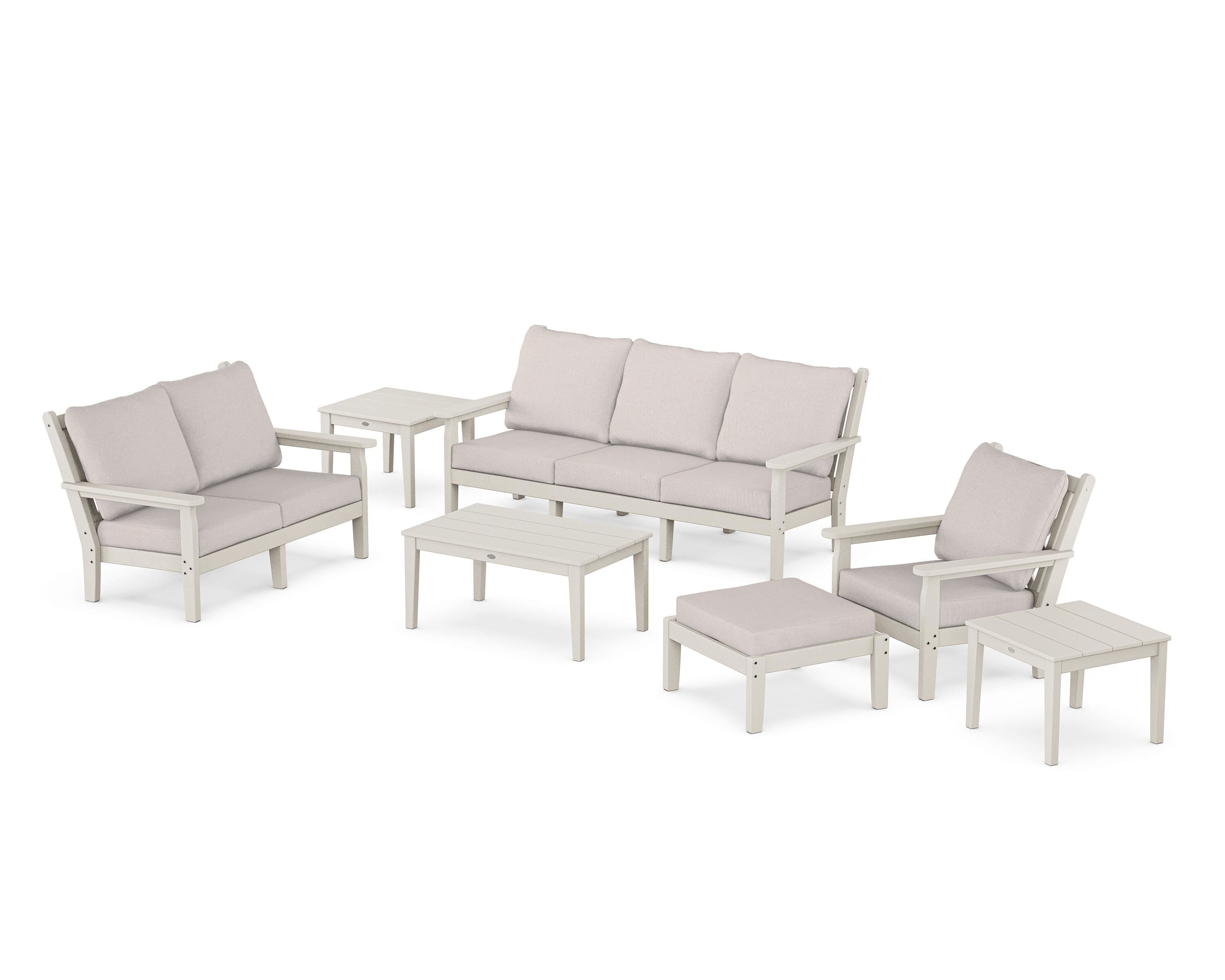 POLYWOOD Chippendale 7-Piece Deep Seating Set in Sand / Dune Burlap