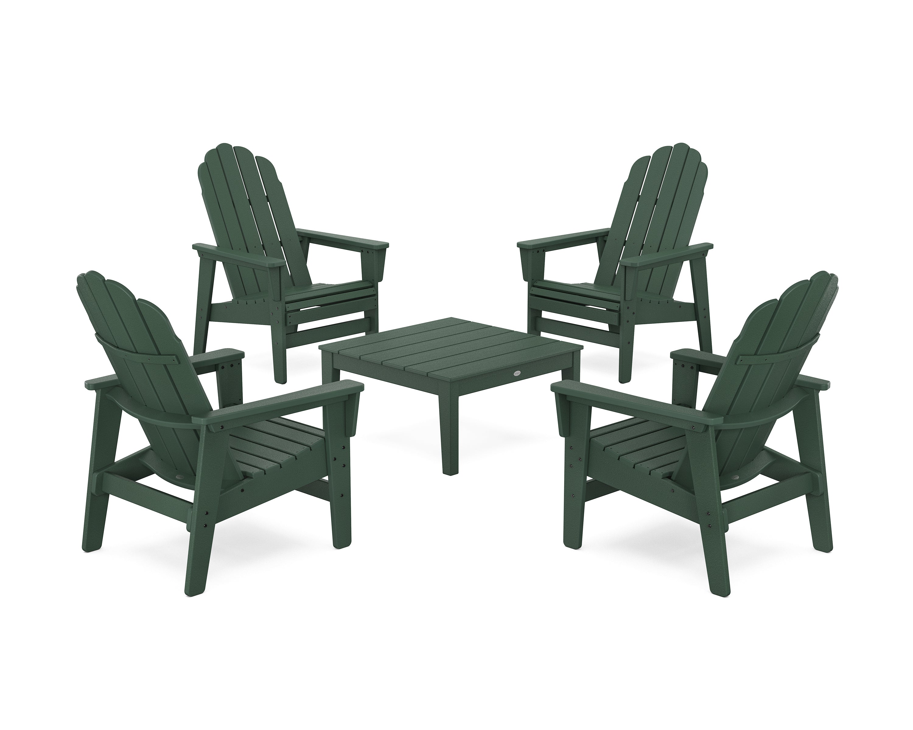 POLYWOOD® 5-Piece Vineyard Grand Upright Adirondack Chair Conversation Group in Green