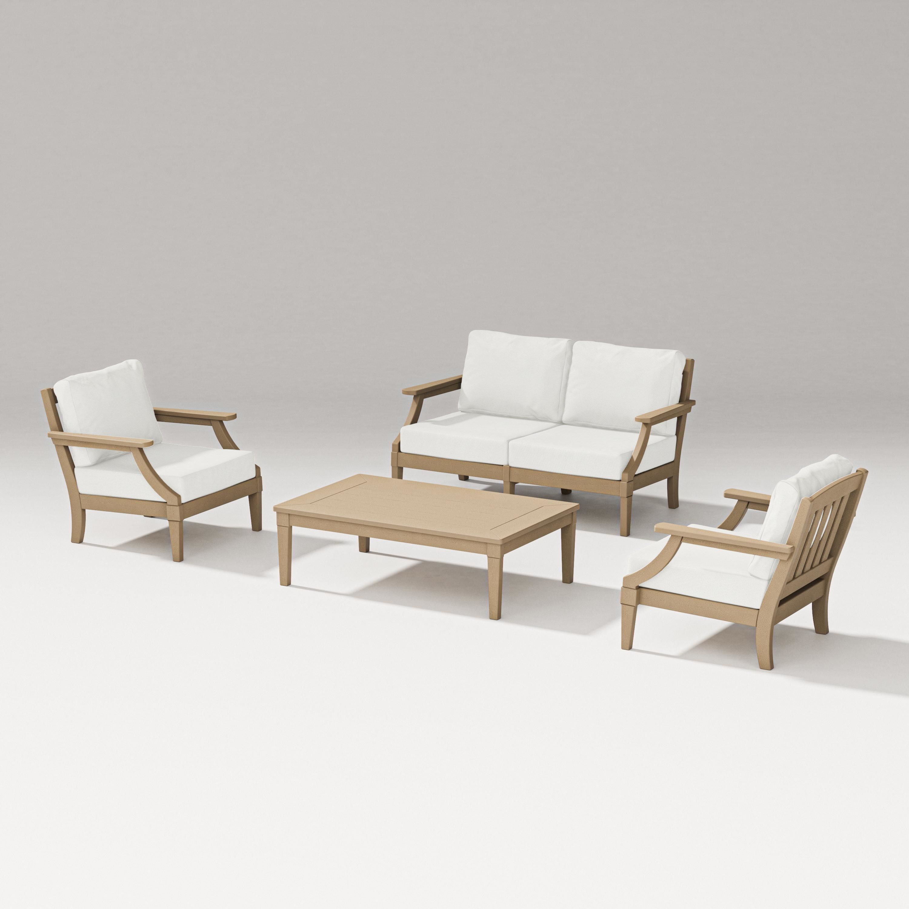 PW Designer Series Estate Lounge 4-Piece Loveseat Set in Vintage Sahara / Natural Linen