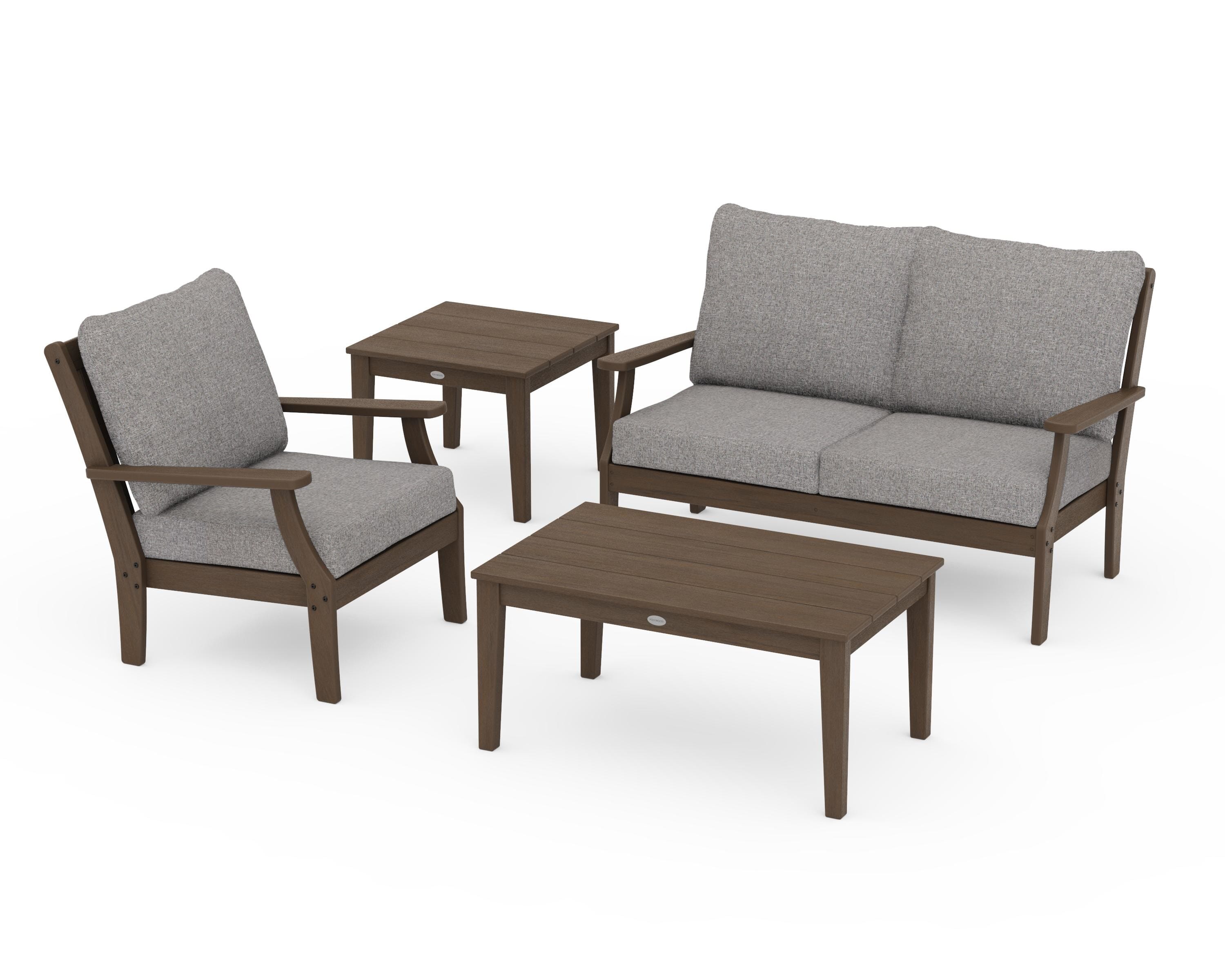 POLYWOOD Braxton 4-Piece Deep Seating Set in Kona / Grey Mist
