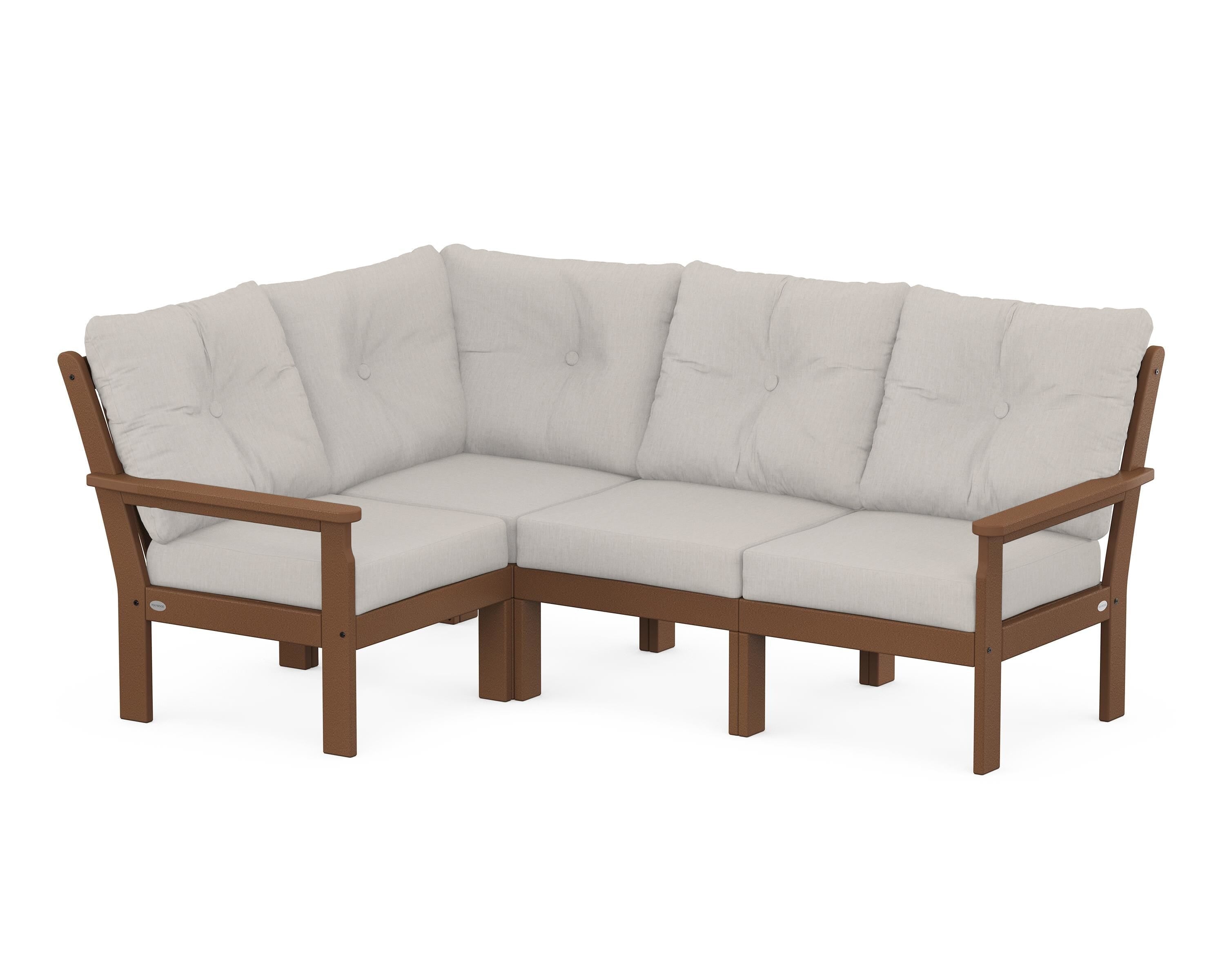POLYWOOD Vineyard 4-Piece Sectional in Teak / Cast Ash