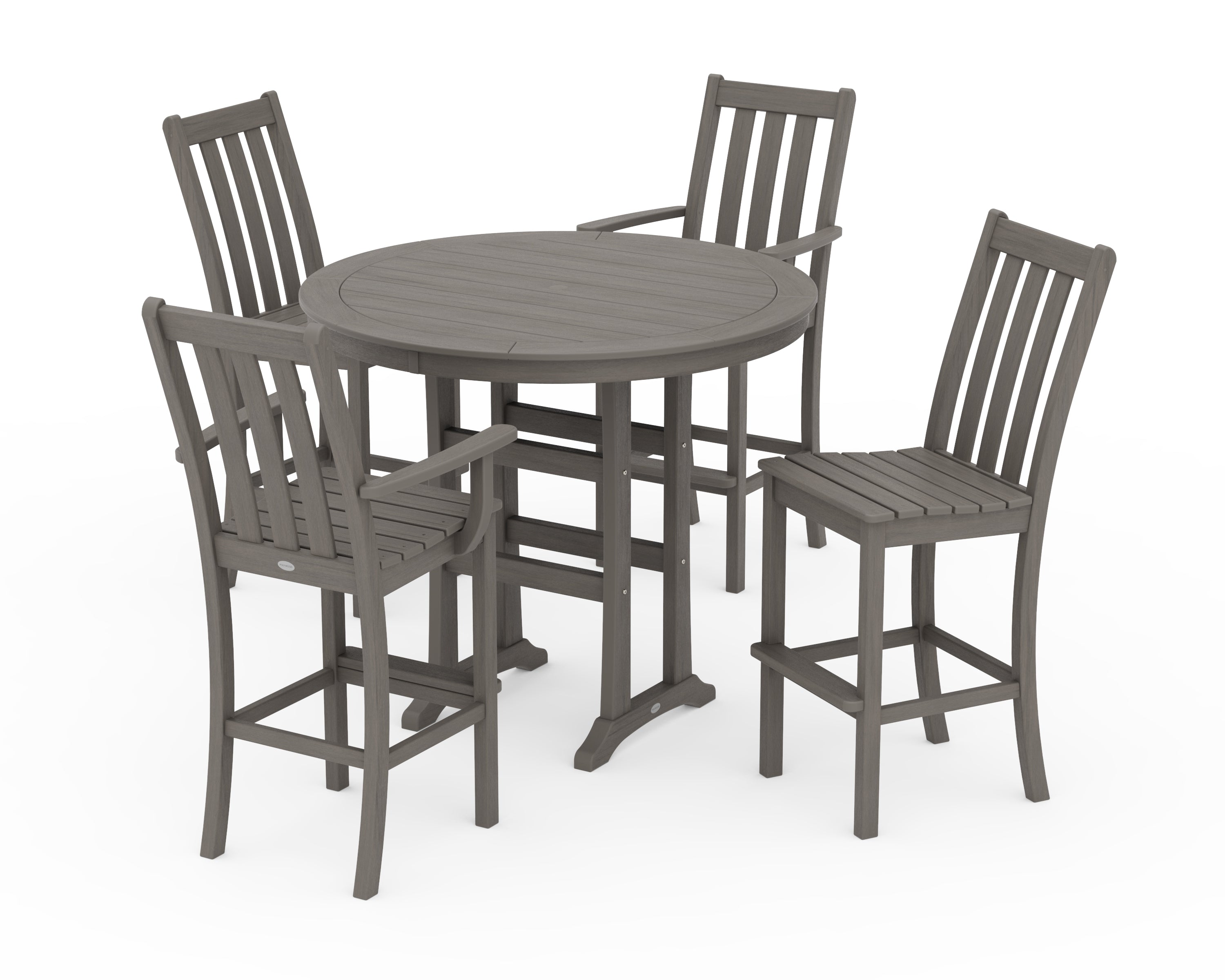 POLYWOOD Vineyard 5-Piece Nautical Trestle Bar Set in Driftwood