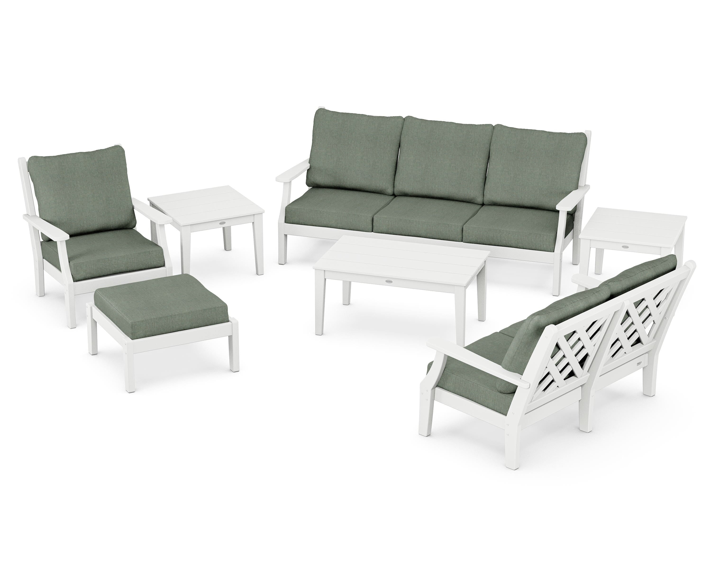 Country Living Wovendale 7-Piece Deep Seating Set in White / Cast Sage