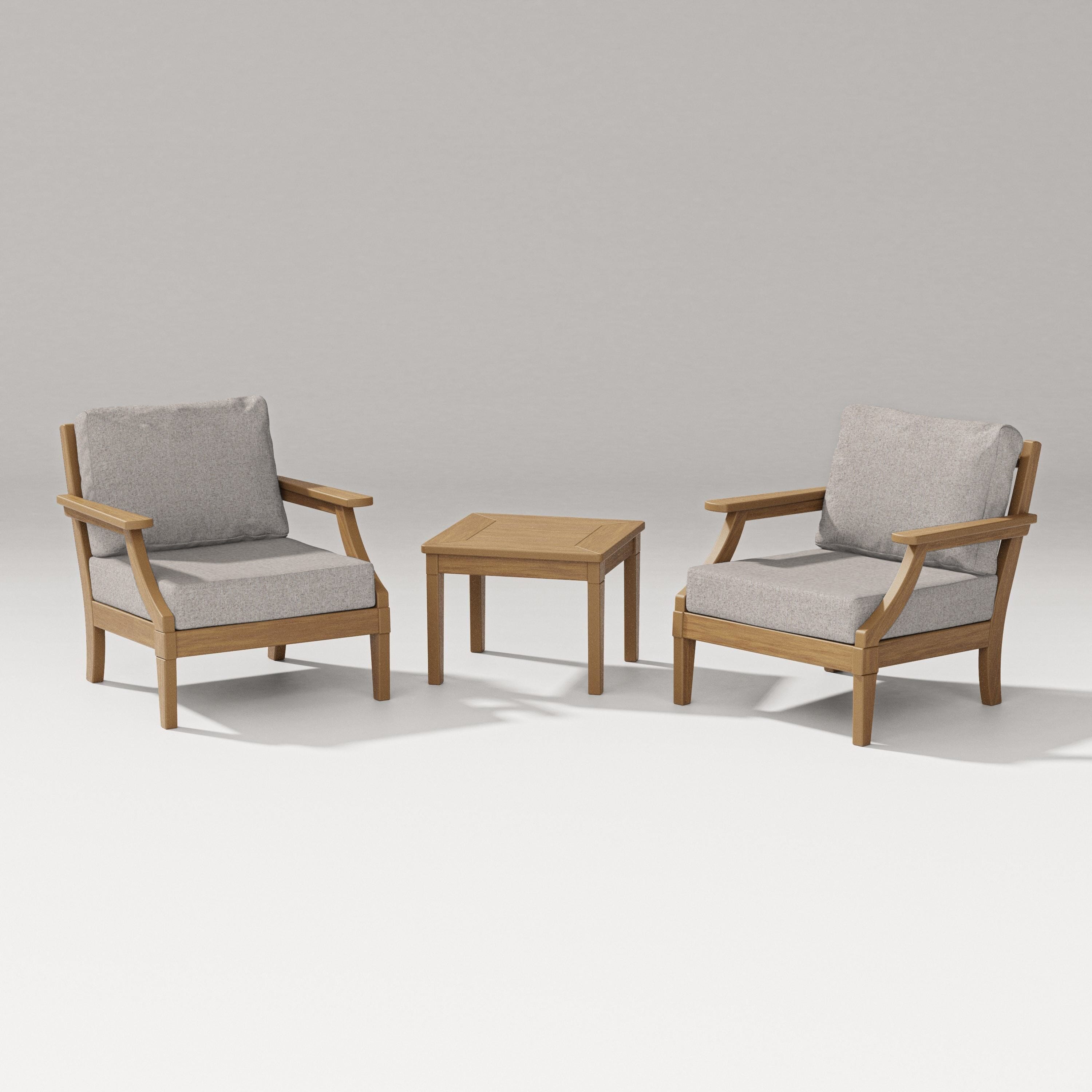 PW Designer Series Estate 3-Piece Lounge Chair Set in Natural / Weathered Tweed