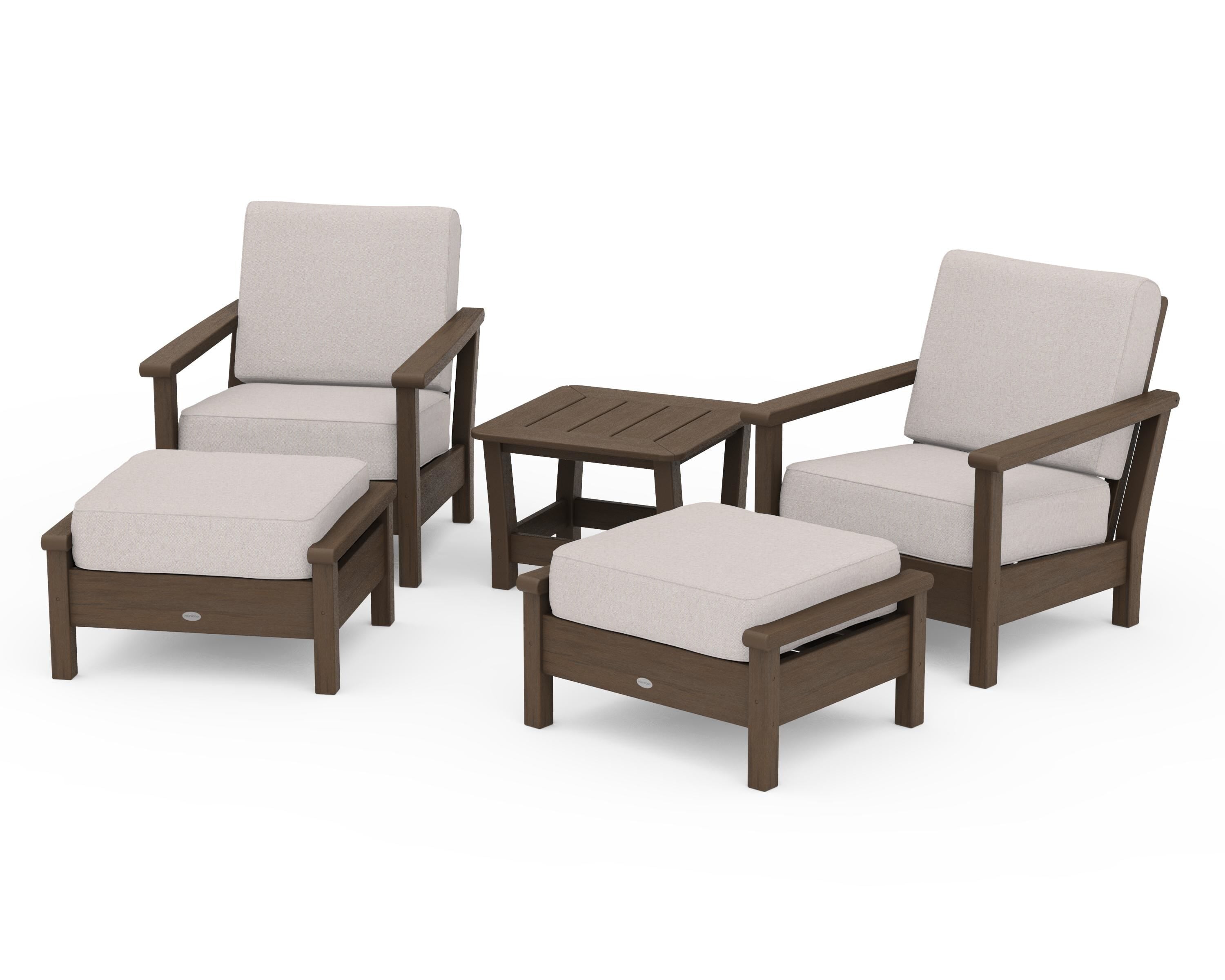 POLYWOOD Harbour 5-Piece Deep Seating Chair Set in Kona / Dune Burlap