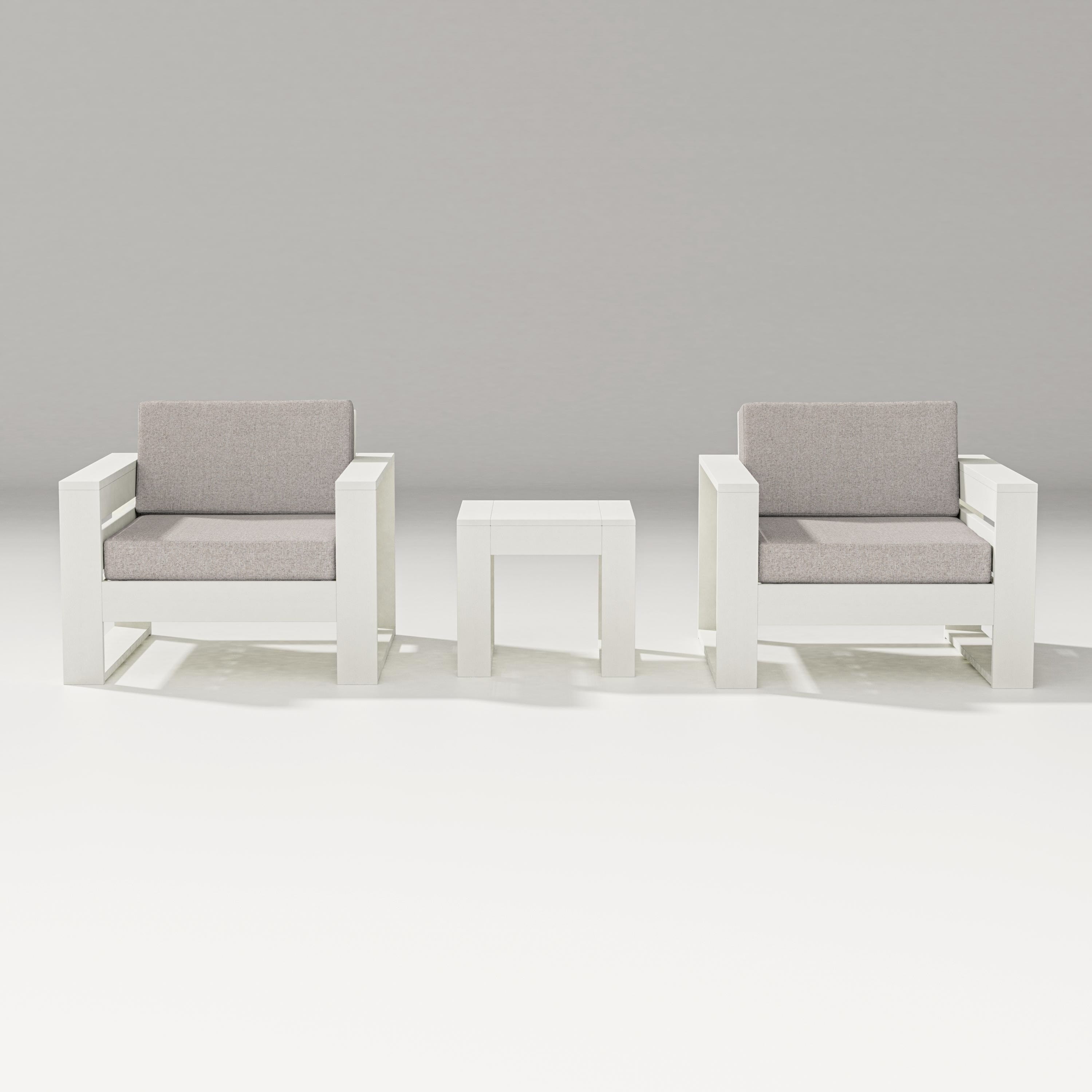 PW Designer Series Latitude 3-Piece Lounge Chair Set in Vintage White / Weathered Tweed