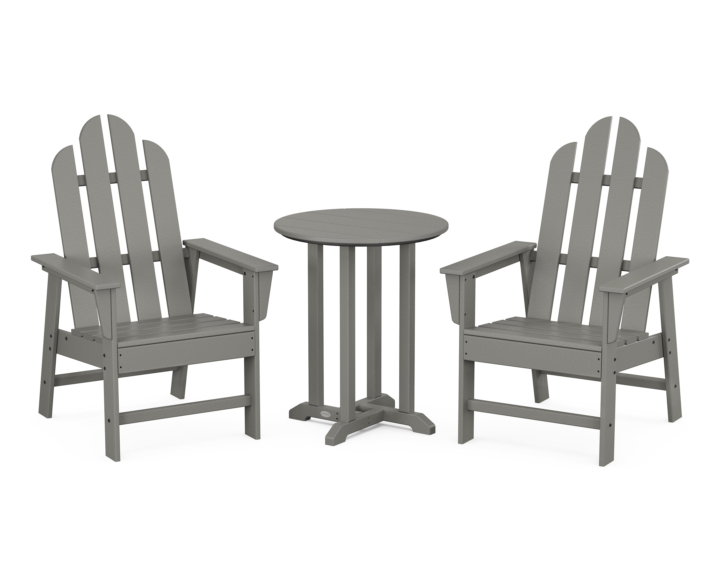 POLYWOOD Long Island 3-Piece Round Bistro Dining Set in Slate Grey