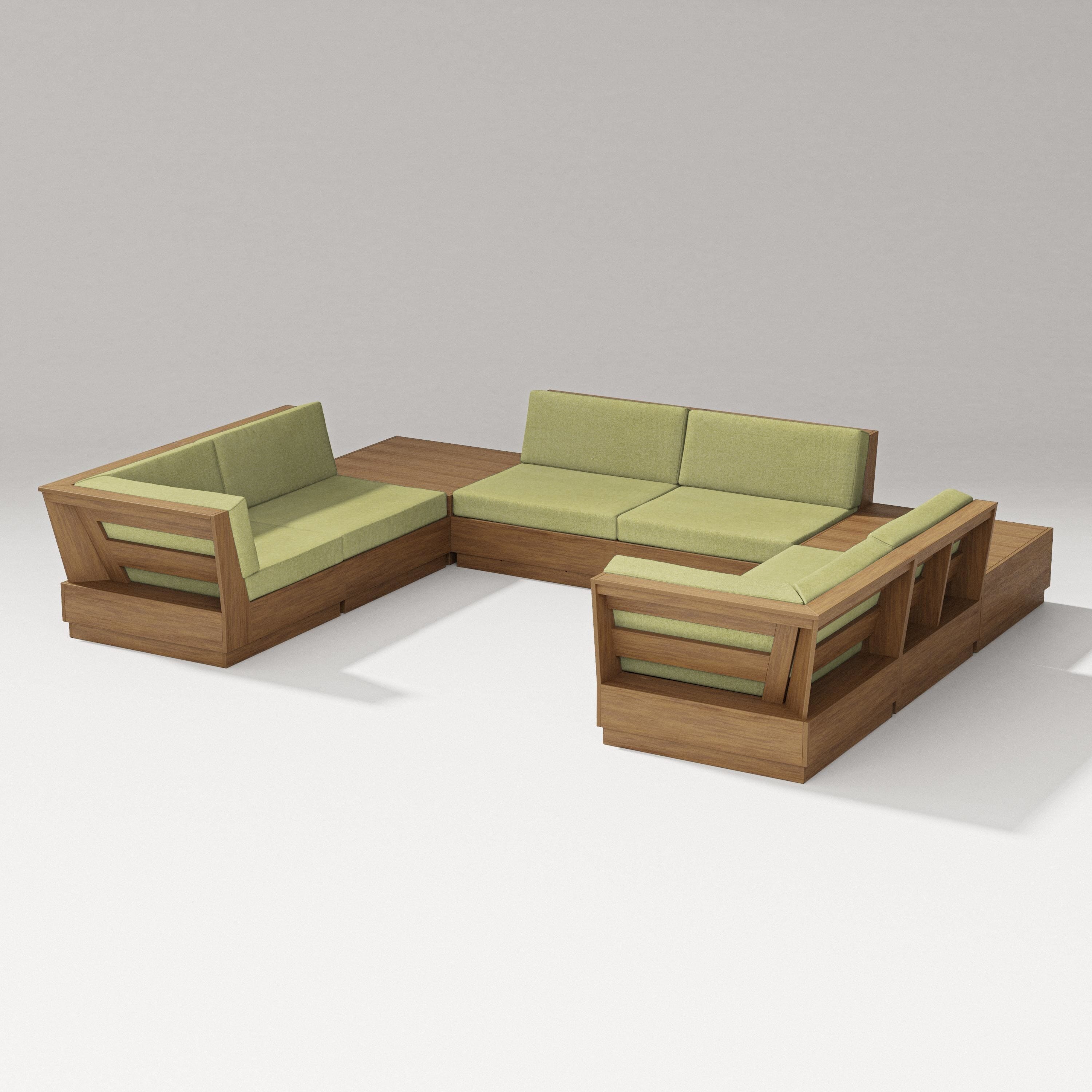 PW Designer Series Elevate 8-Piece U-Shaped Sectional in Natural / Chartreuse Boucle