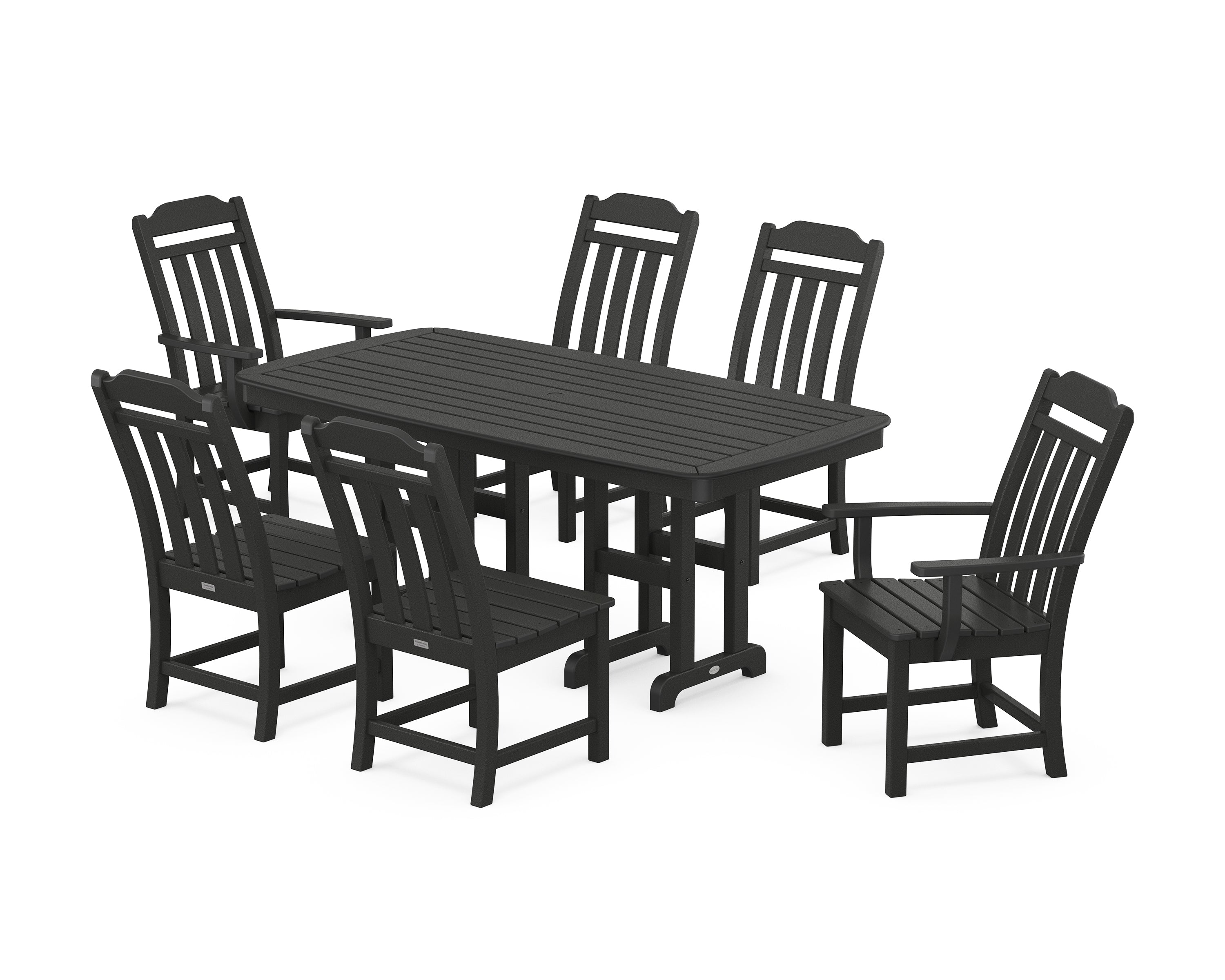 Polywood Country Living 7-Piece Dining Set in Black