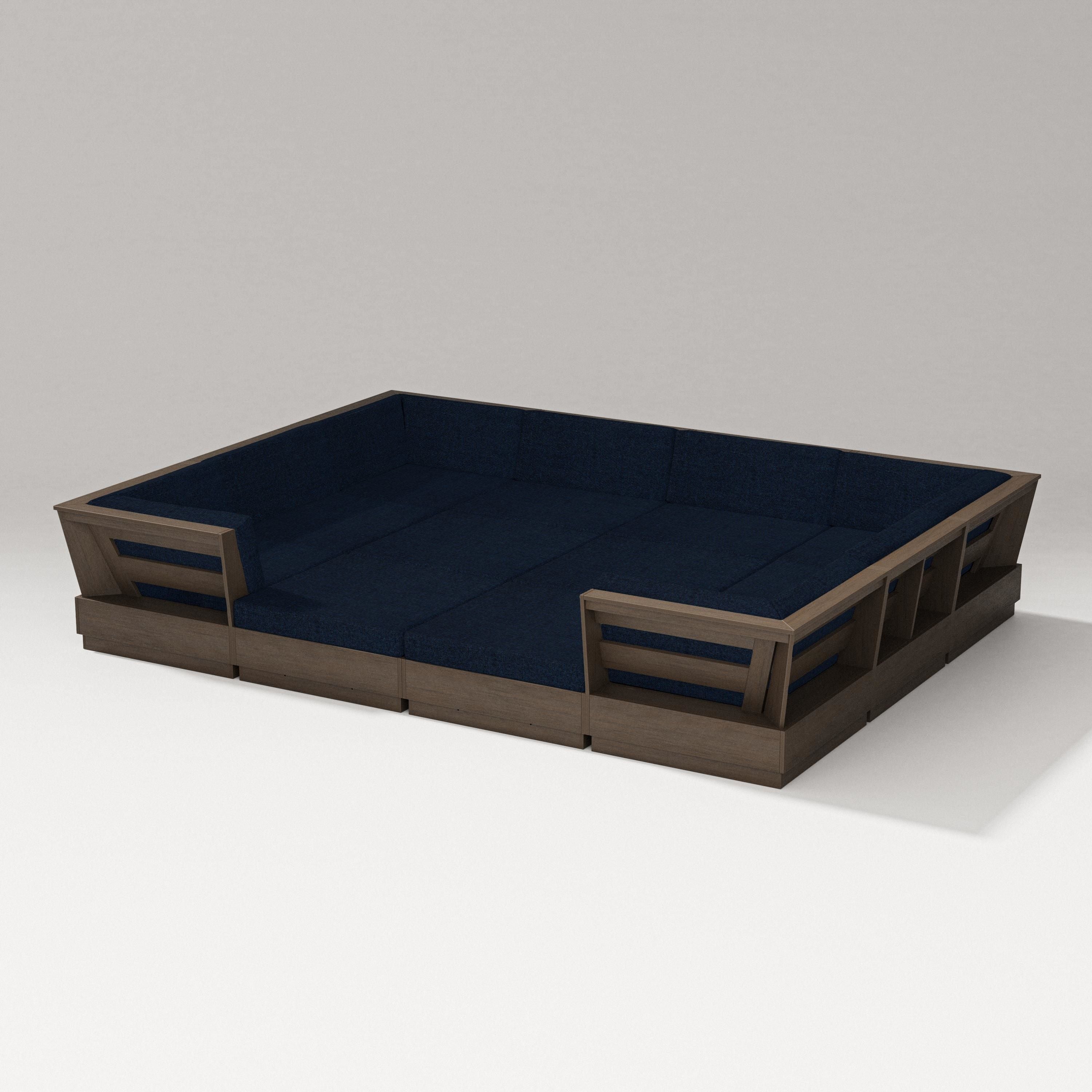 PW Designer Series Elevate 12-Piece Pit Sectional in Kona / Marine Indigo