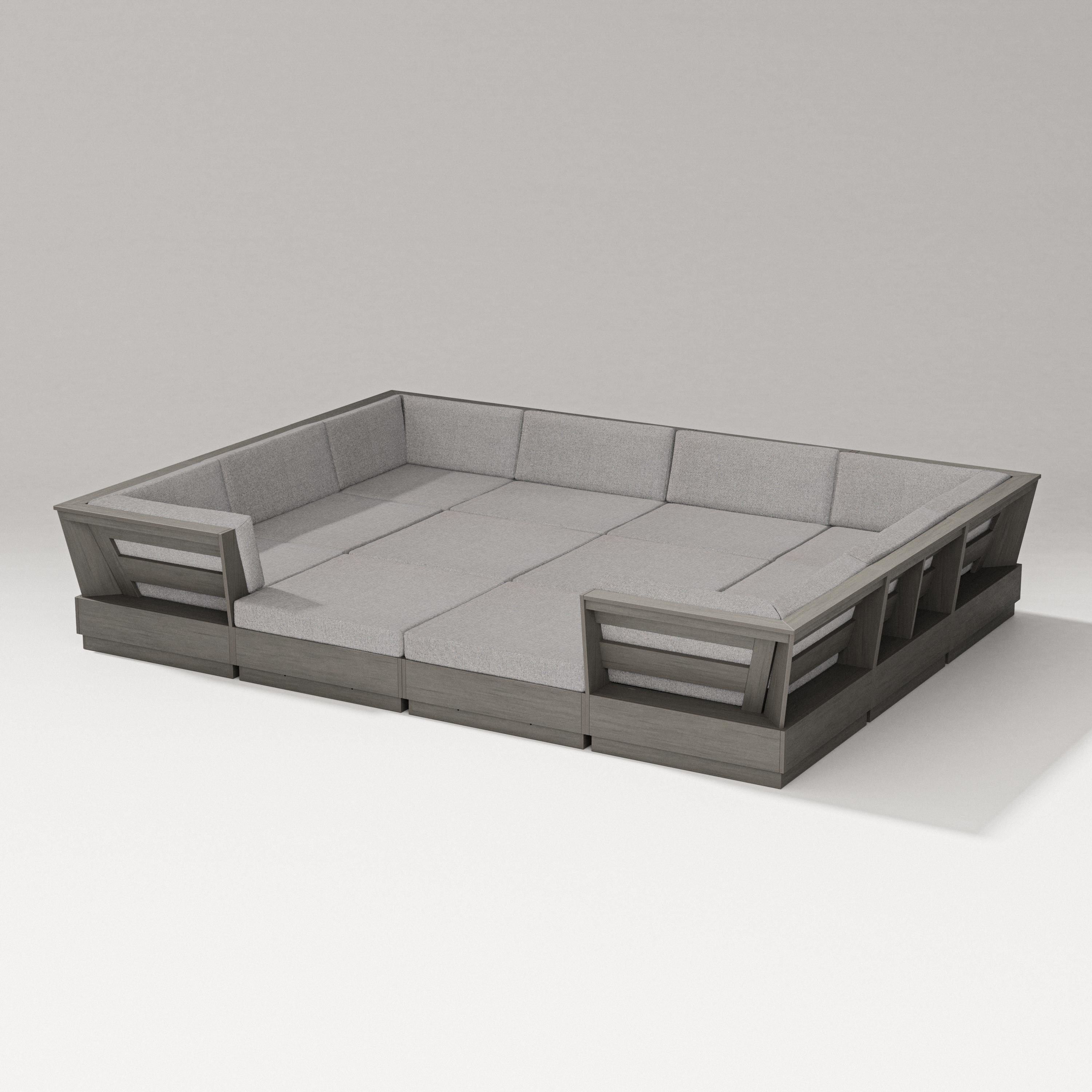 PW Designer Series Elevate 12-Piece Pit Sectional in Driftwood / Grey Mist