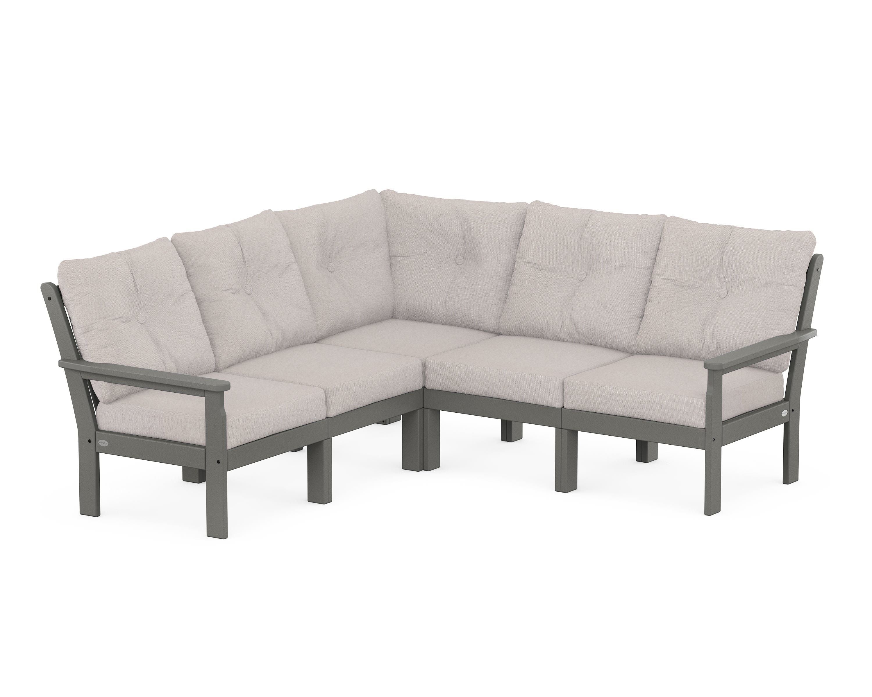 POLYWOOD Vineyard 5-Piece Sectional in Slate Grey / Dune Burlap