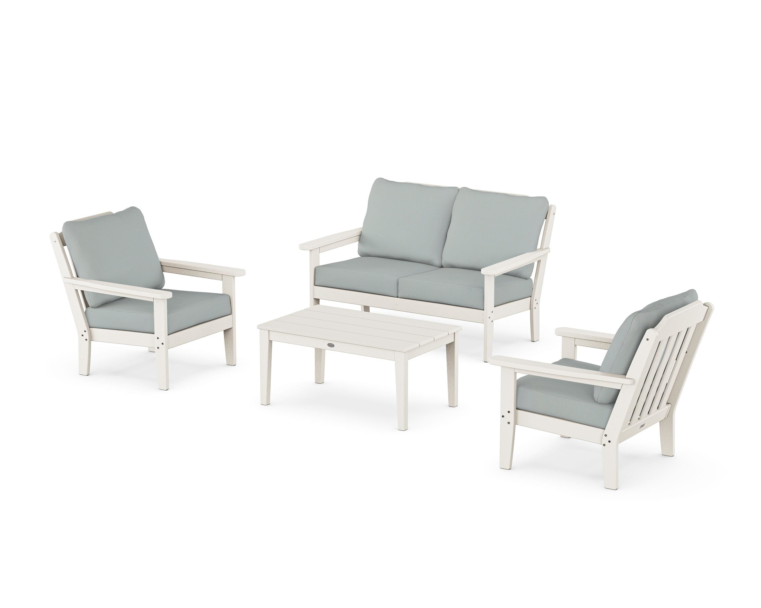Country Living Cottage 4-Piece Deep Seating Set with Loveseat in Sand / Spa