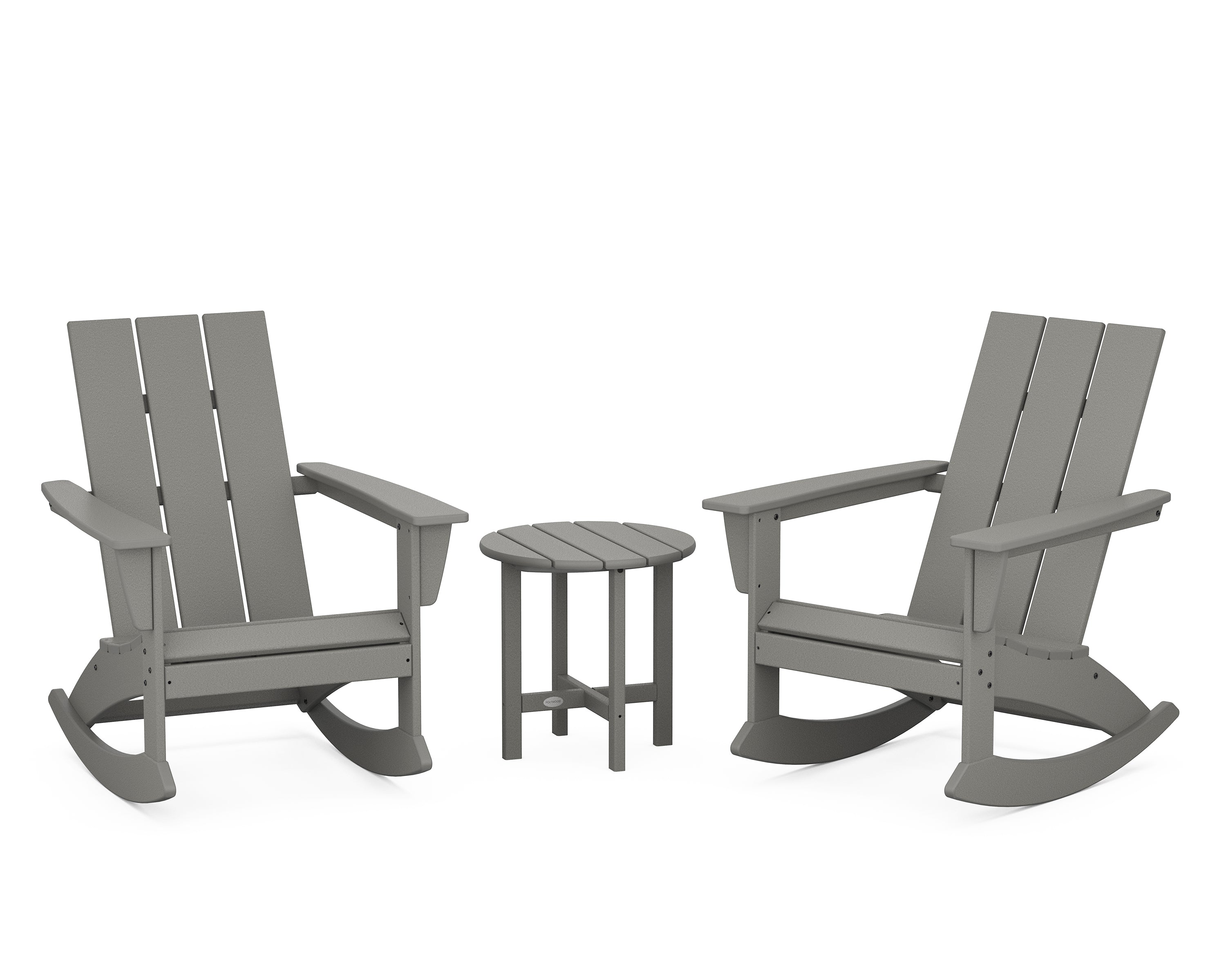 POLYWOOD® Modern 3-Piece Adirondack Rocking Chair Set in Slate Grey