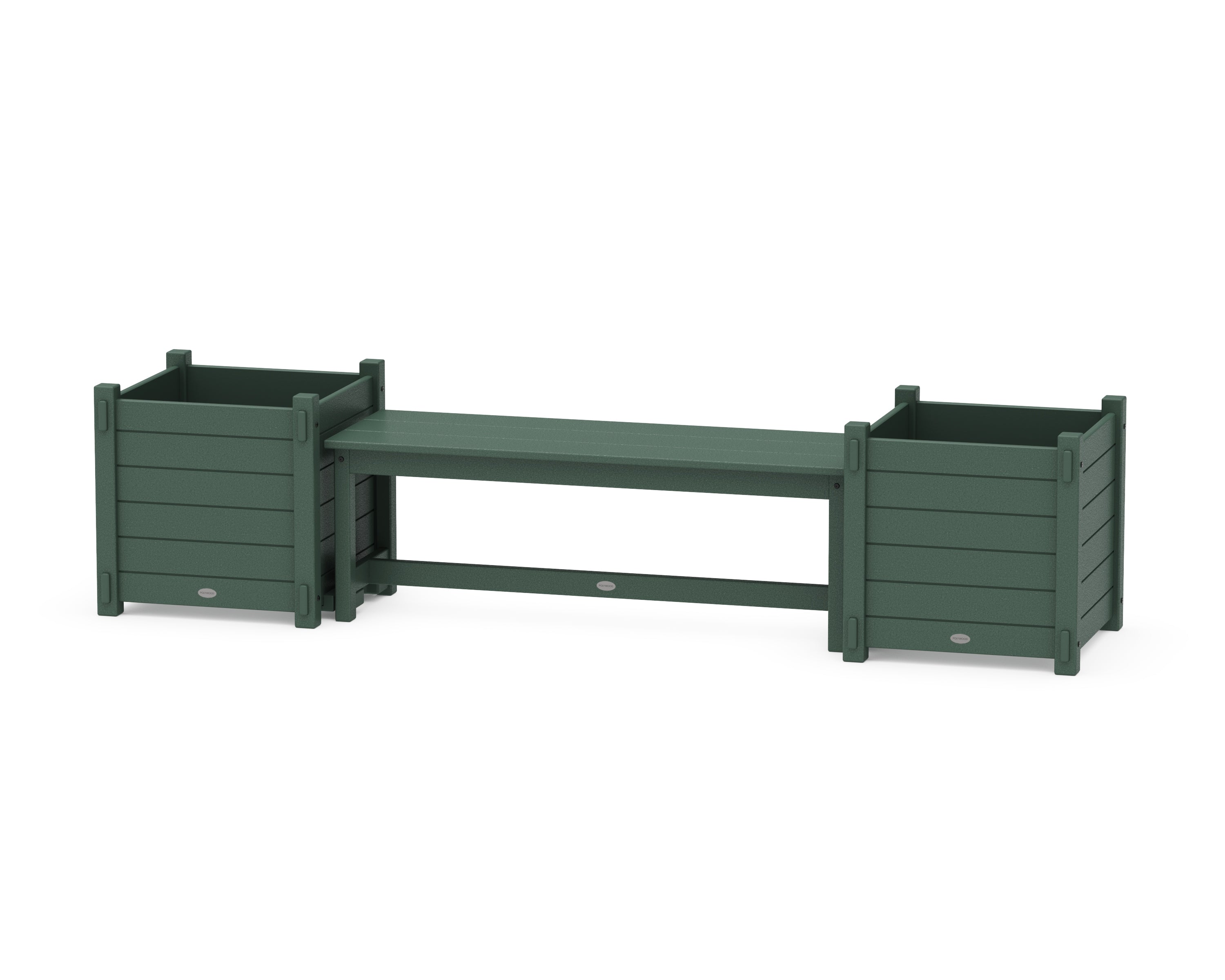 POLYWOOD 48" Nautical Straight Planter Bench Set - Large in Green