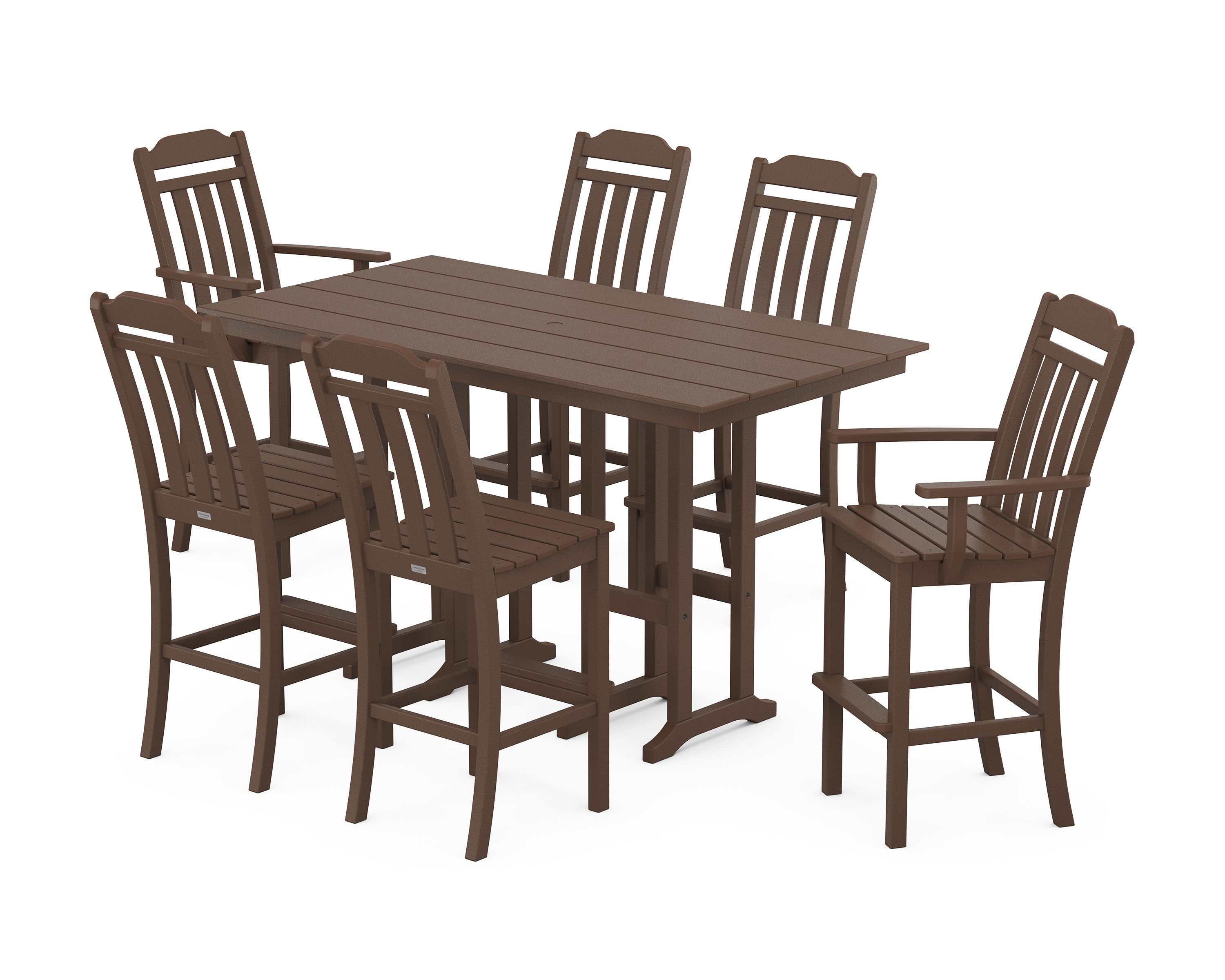 POLYWOOD Country Living 7-Piece Farmhouse Bar Set in Mahogany