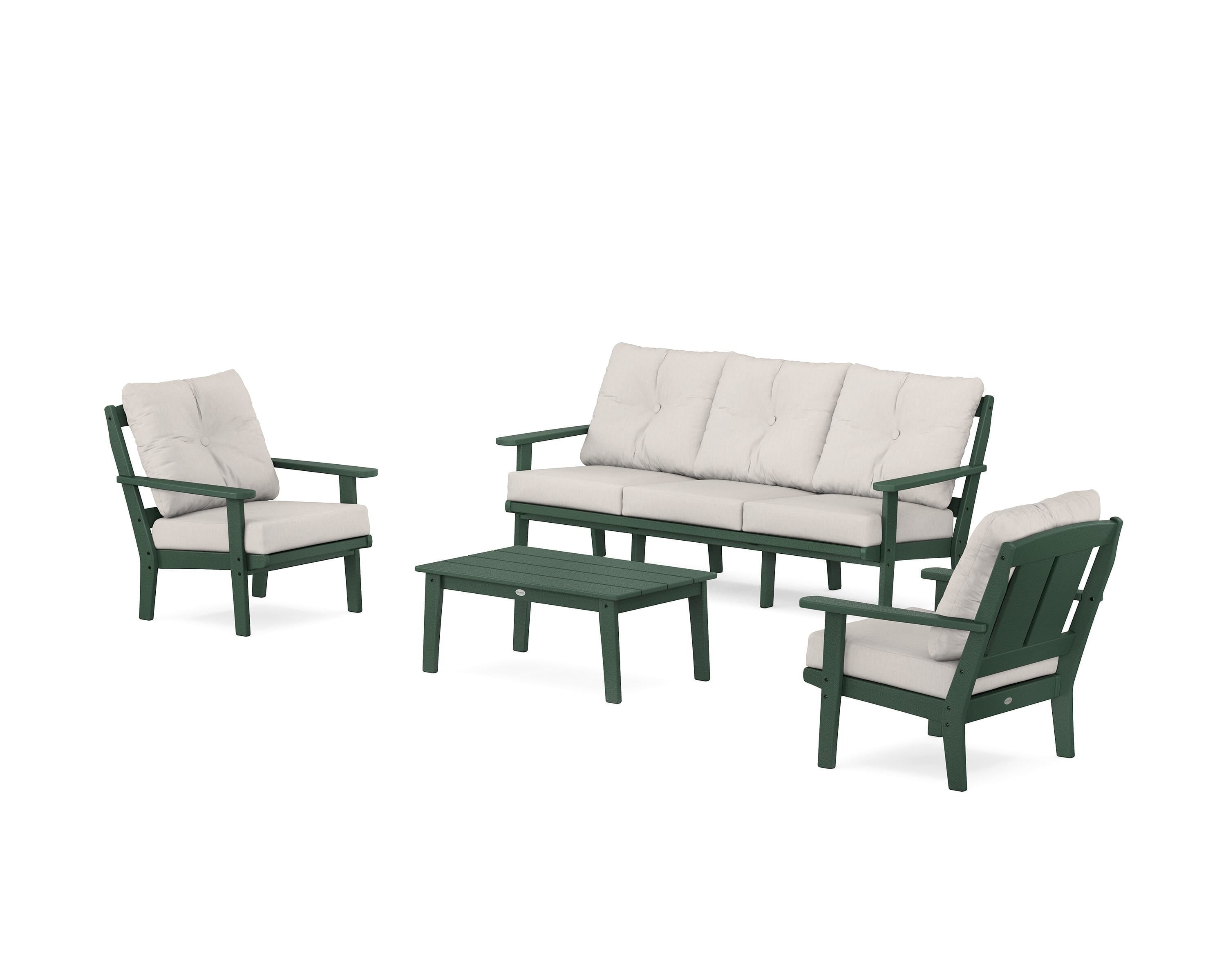 POLYWOOD Mission 4-Piece Deep Seating Set with Sofa in Green / Cast Ash