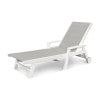 POLYWOOD Coastal Chaise with Wheels in White / Metallic Sling