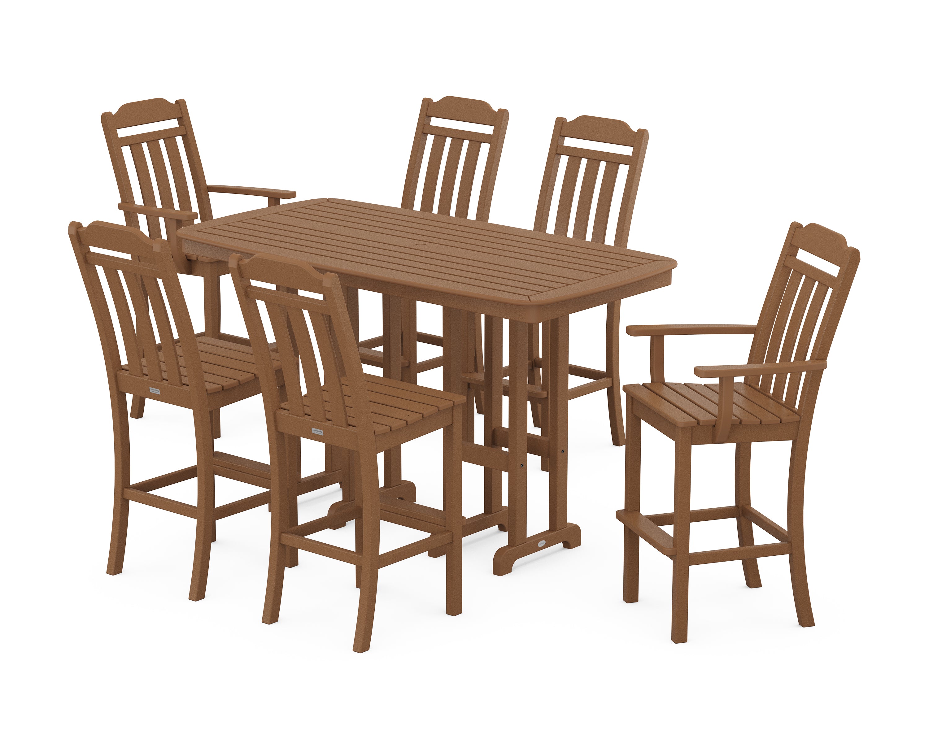 POLYWOOD Country Living 7-Piece Bar Set in Teak