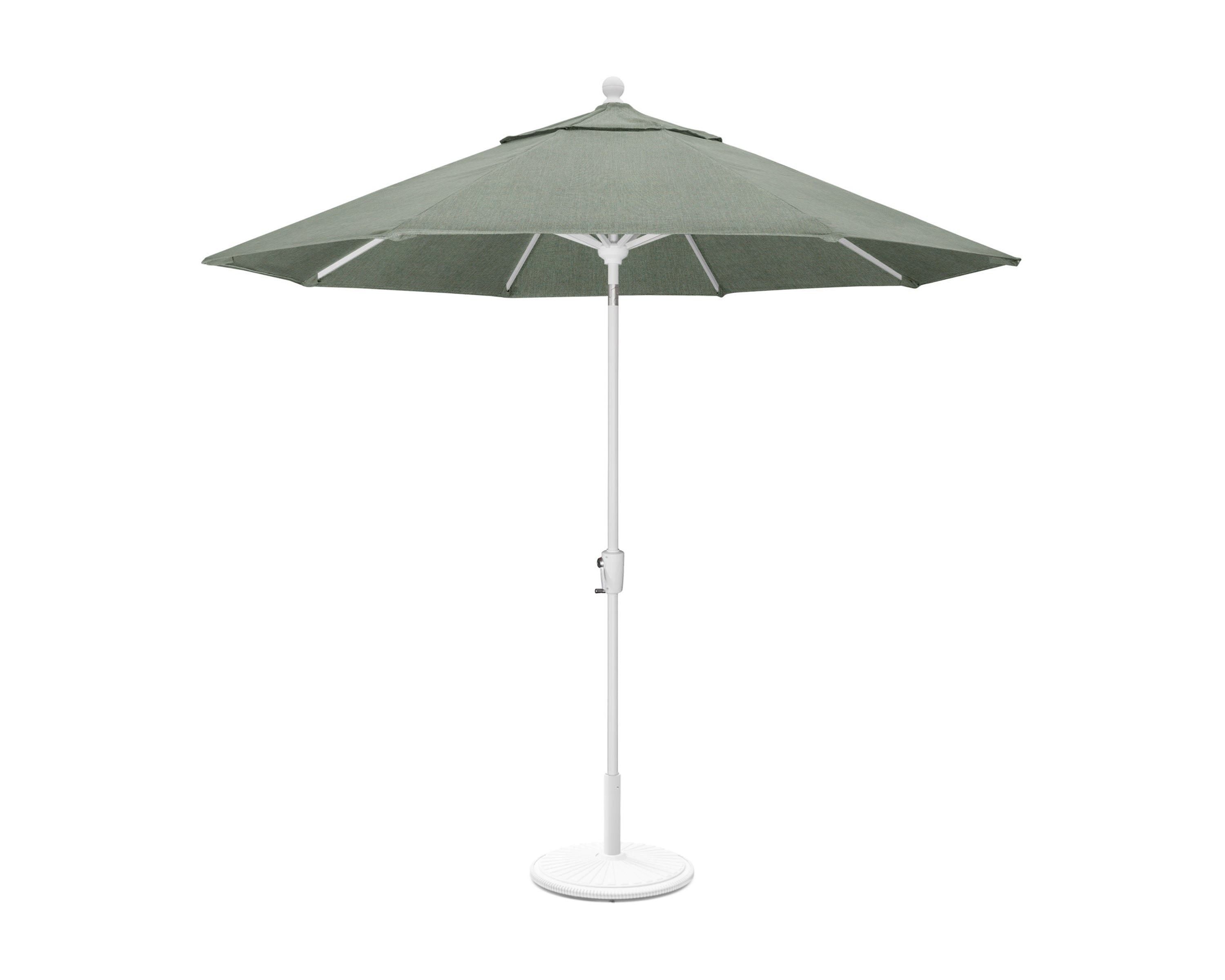 POLYWOOD 9' Tilt Market Umbrella & Base in White / Cast Sage