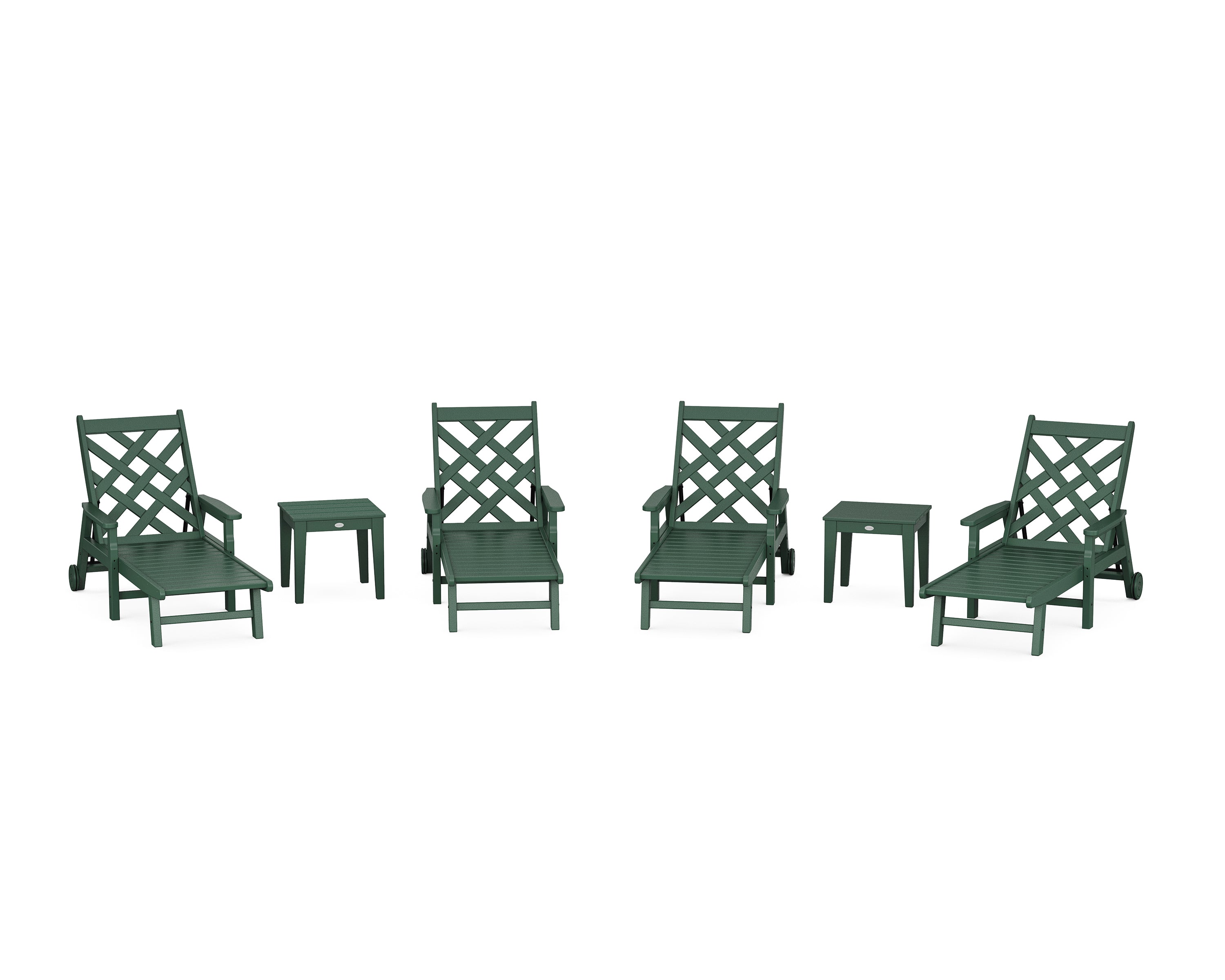 Country Living Wovendale 6-Piece Chaise Set with Arms and Wheels in Green
