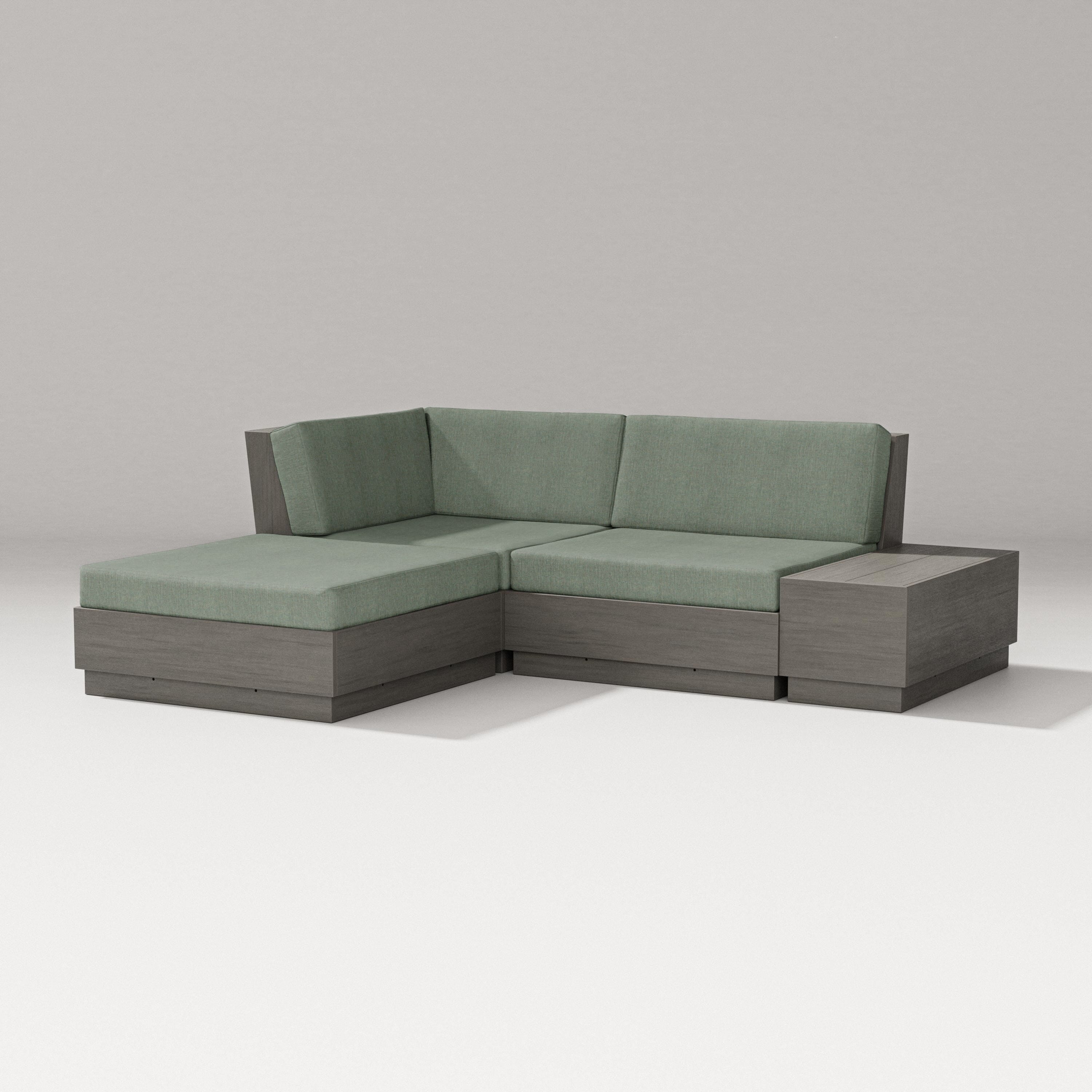 PW Designer Series Elevate Loveseat Sectional with Chaise in Driftwood / Cast Sage
