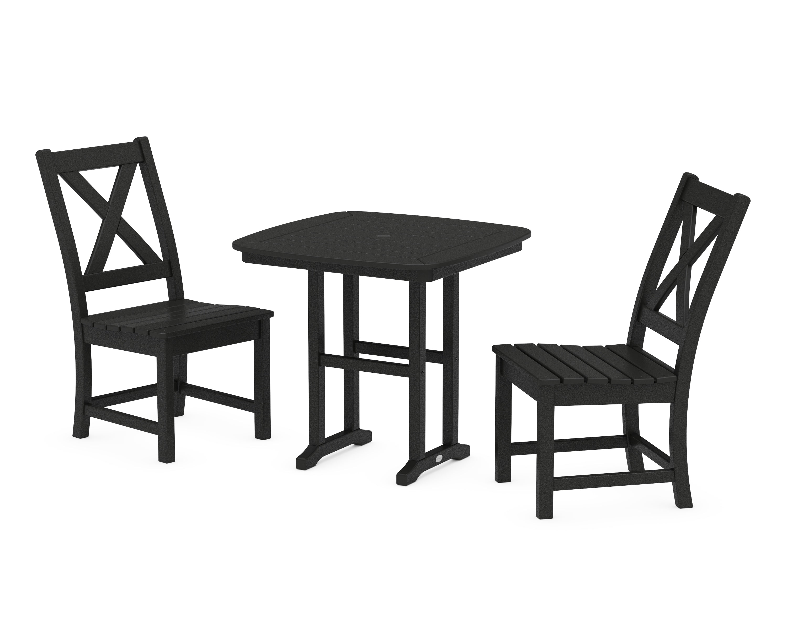 POLYWOOD Braxton Side Chair 3-Piece Dining Set in Black