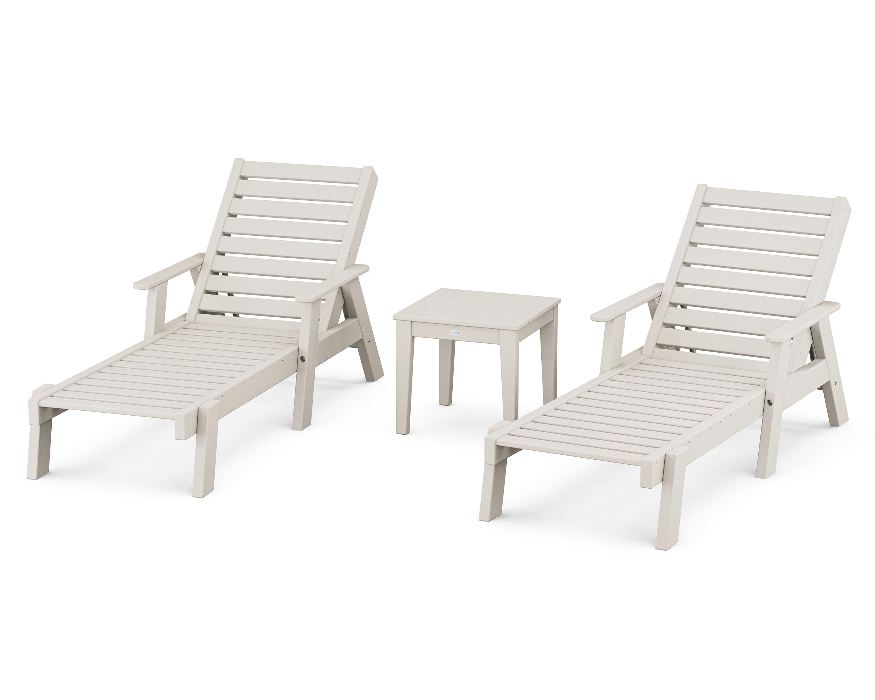 POLYWOOD Captain Chaise 3-Piece Set with Arms in Sand