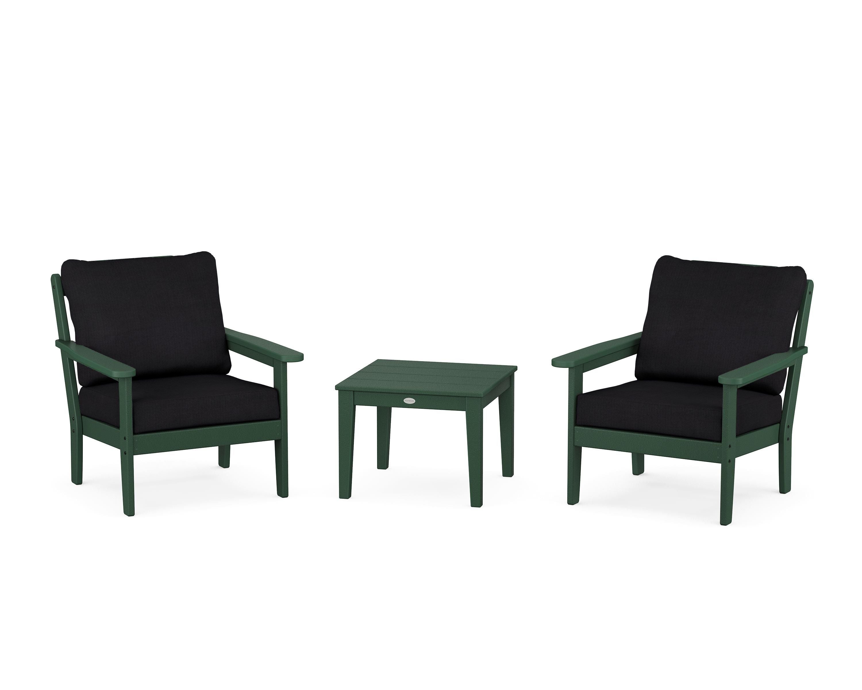 Country Living Cottage 3-Piece Deep Seating Set in Green / Midnight Linen