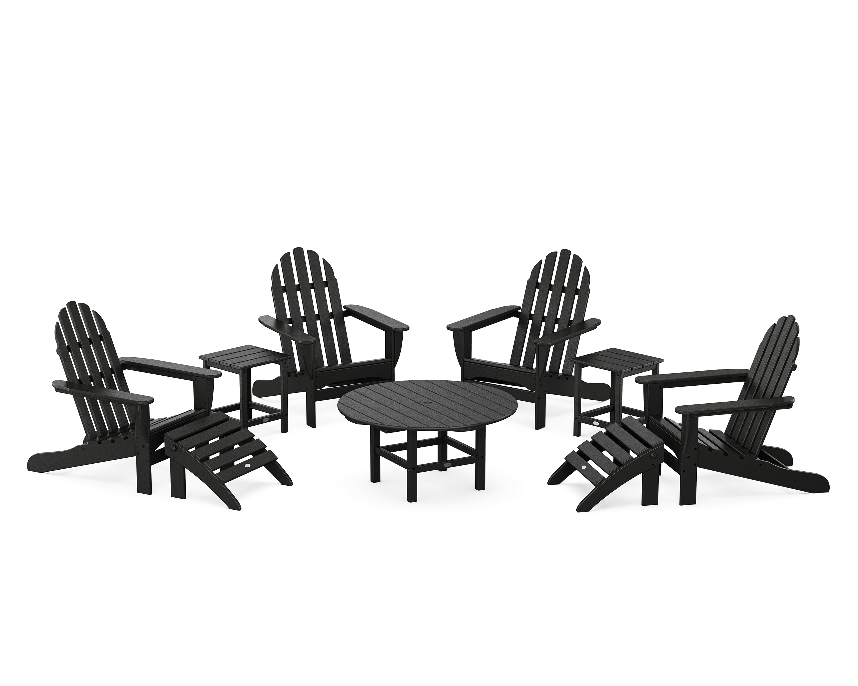 POLYWOOD® Classic Adirondack Chair 9-Piece Conversation Set in Black