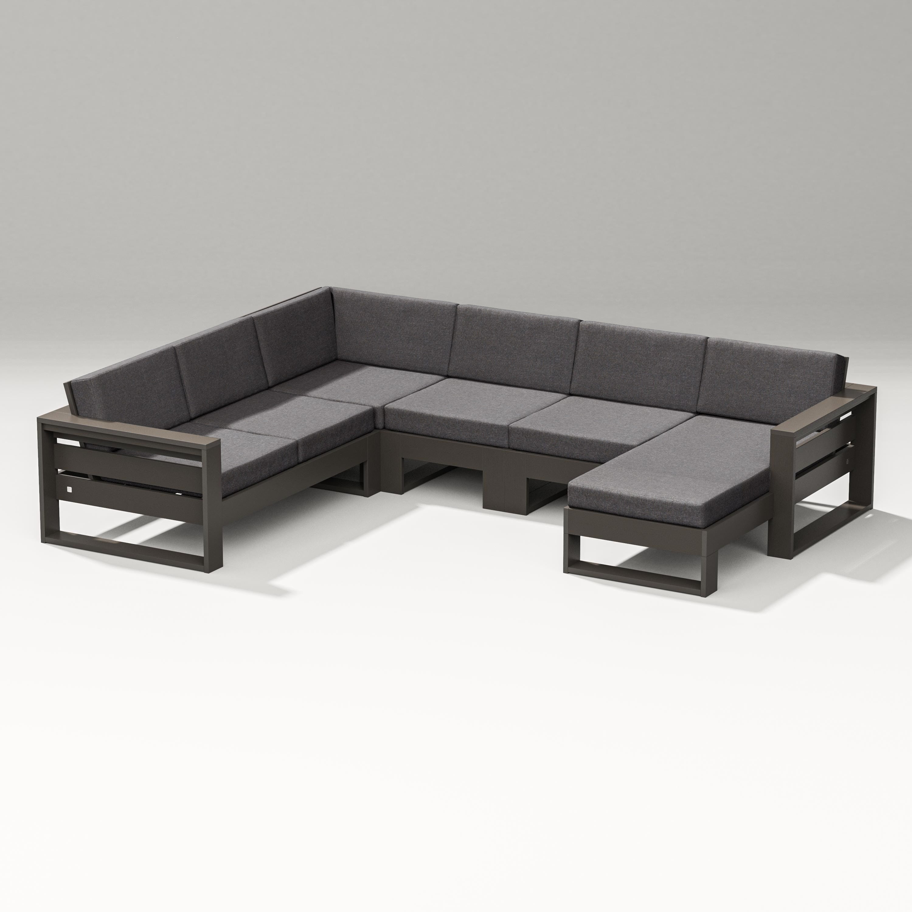 PW Designer Series Latitude Corner Sectional with Right Chaise in Vintage Coffee / Ash Charcoal