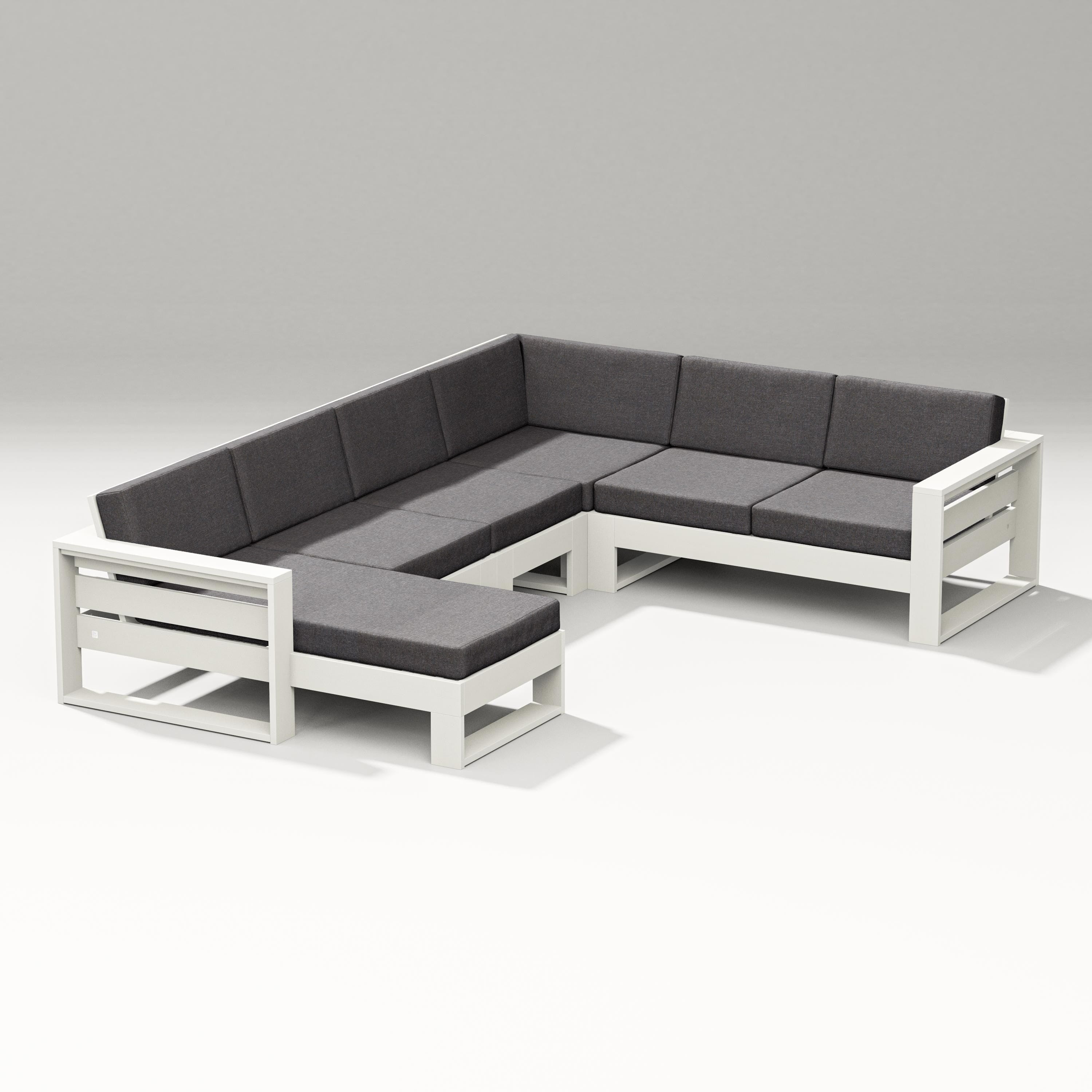PW Designer Series Latitude Corner Sectional with Left Chaise in Vintage White / Ash Charcoal