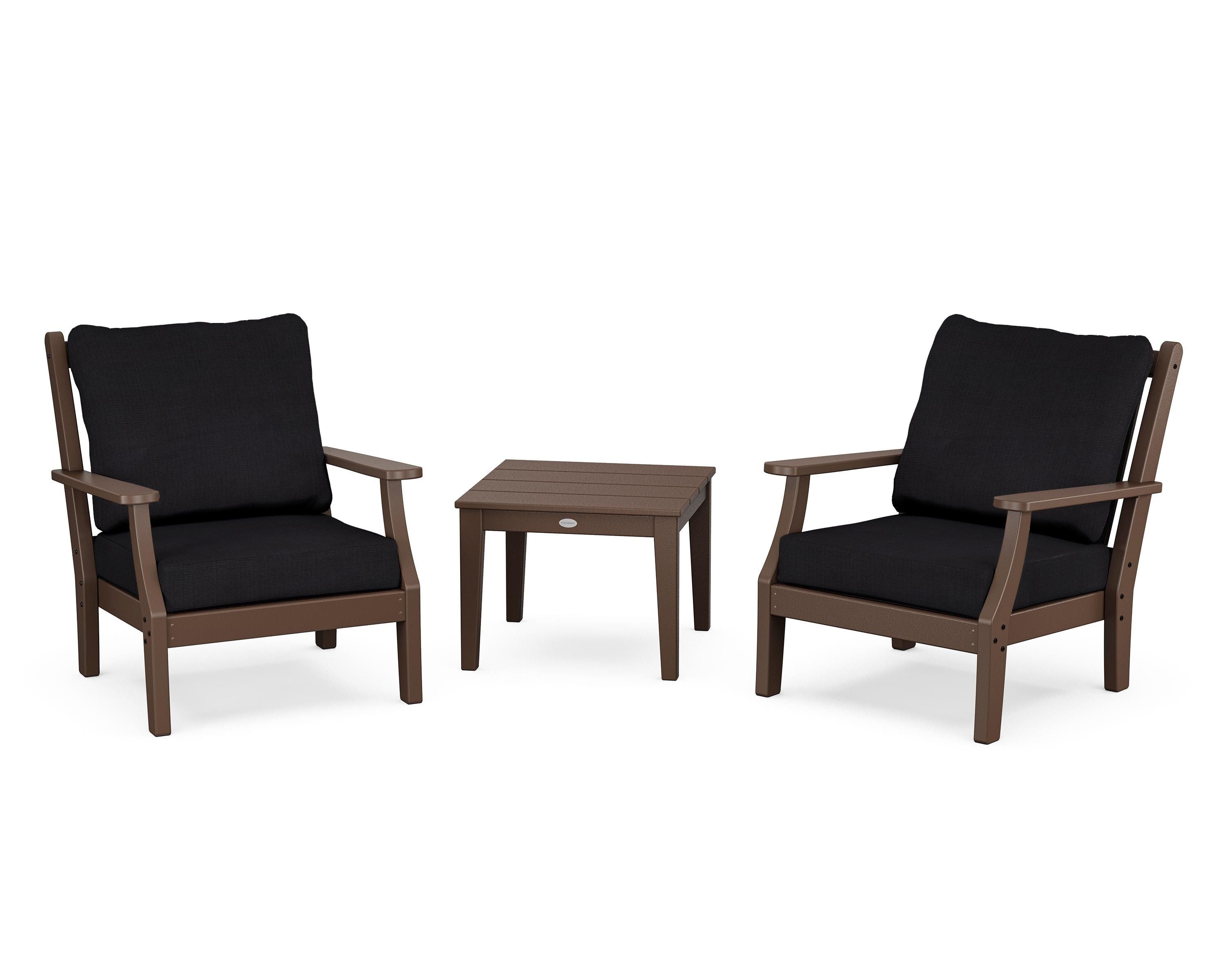 Country Living Wovendale 3-Piece Deep Seating Set in Mahogany / Midnight Linen