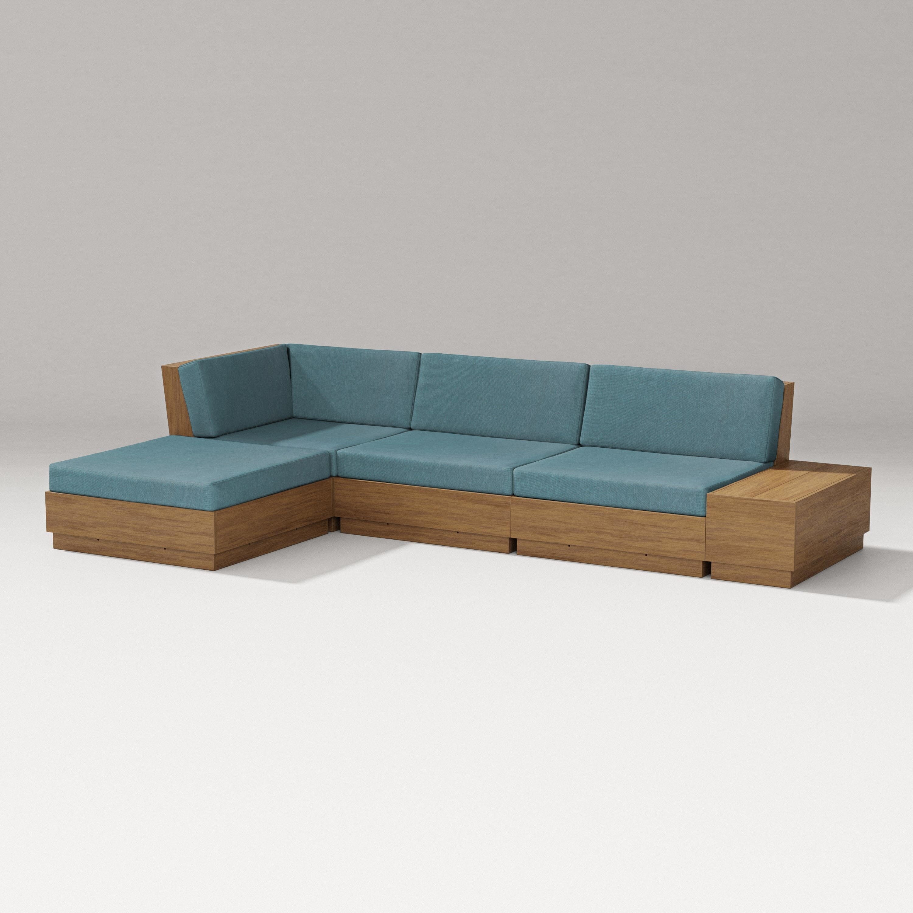 PW Designer Series Elevate Chaise Sectional in Natural / Ocean Teal