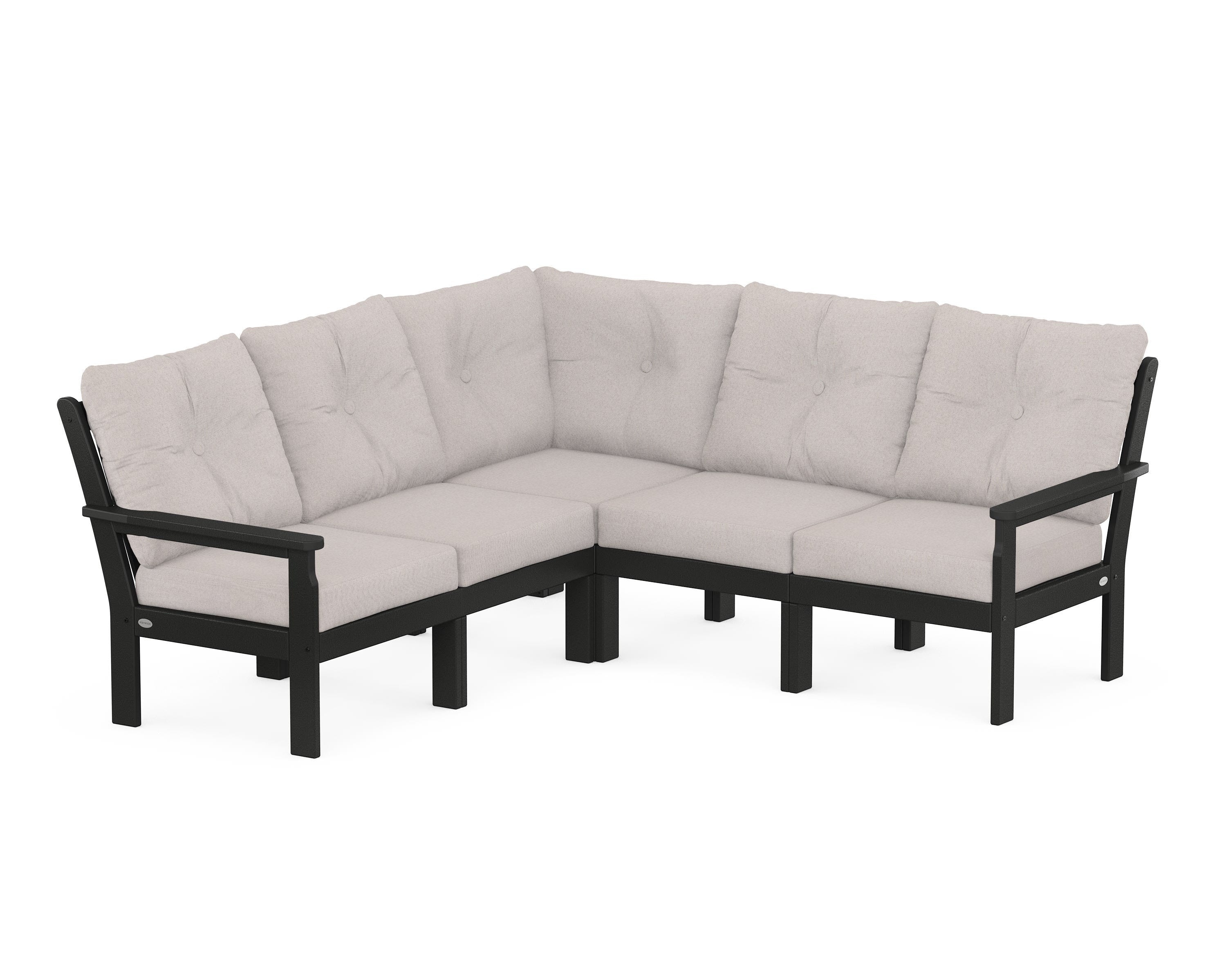 POLYWOOD Vineyard 5-Piece Sectional in Black / Dune Burlap