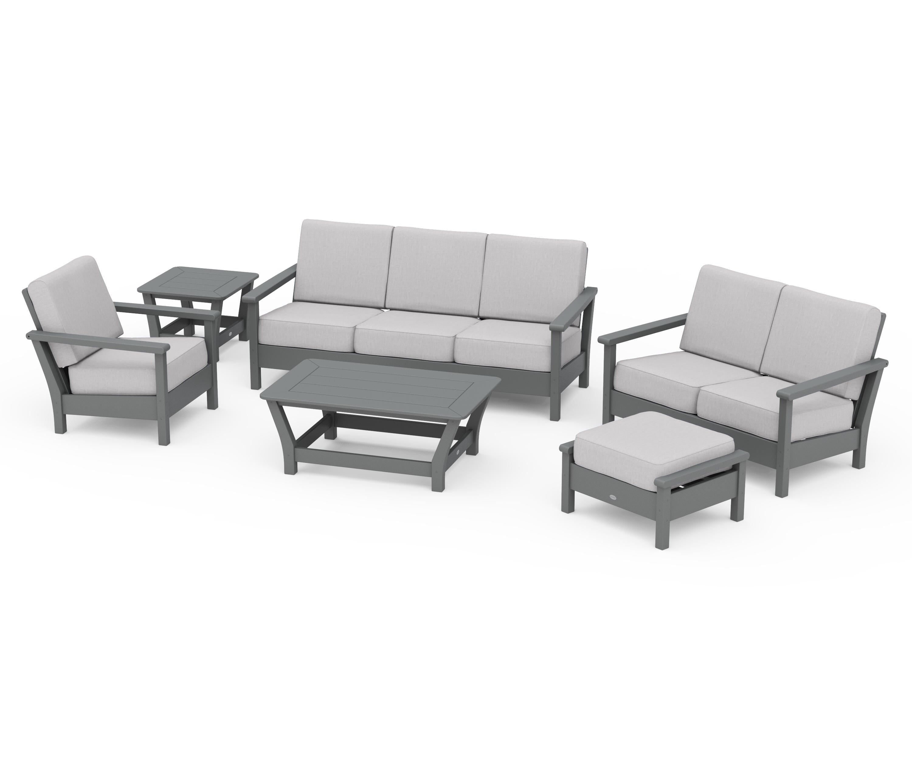 POLYWOOD Harbour 6-Piece Outdoor Living Set in Slate Grey / Granite