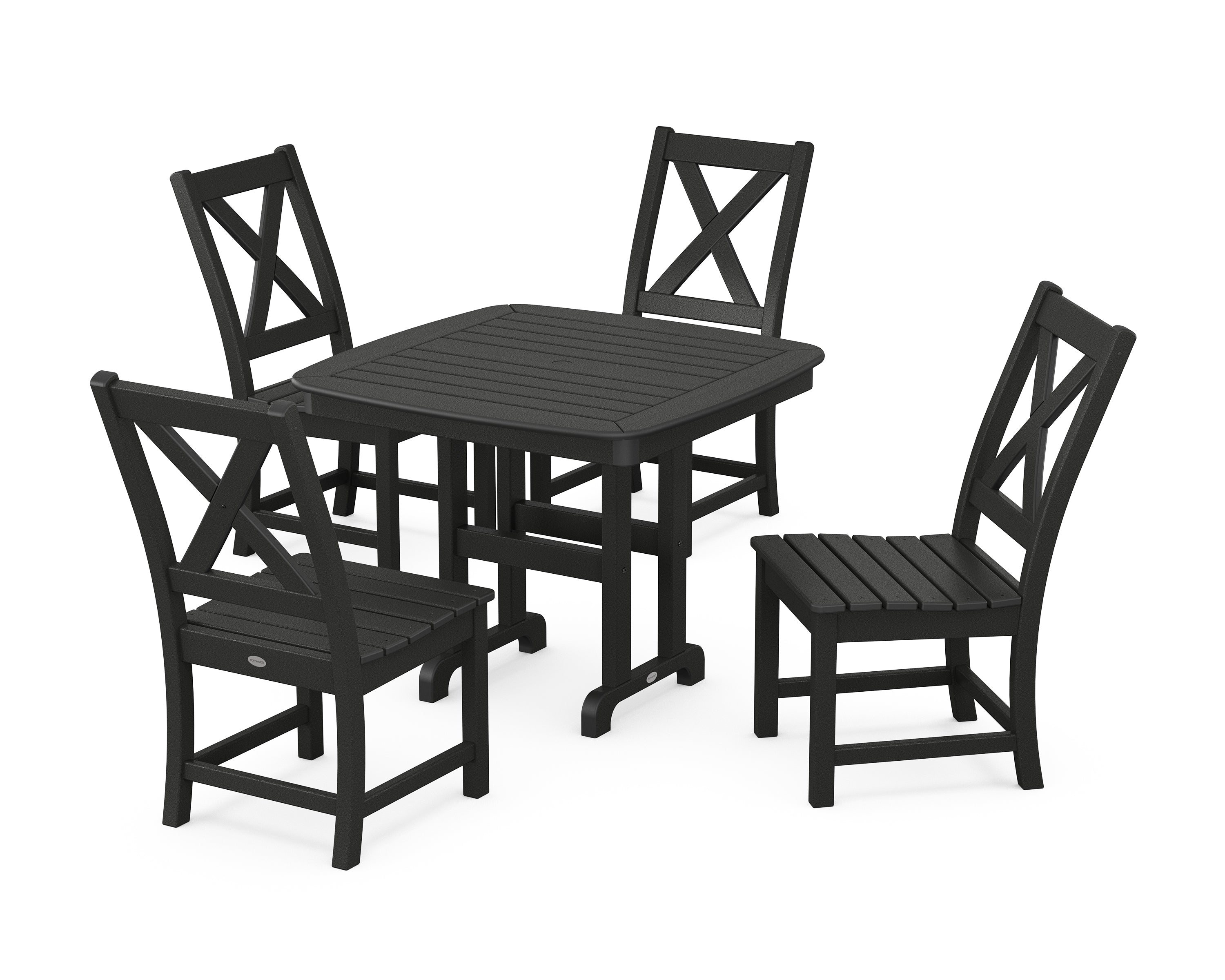 POLYWOOD® Braxton Side Chair 5-Piece Dining Set in Black