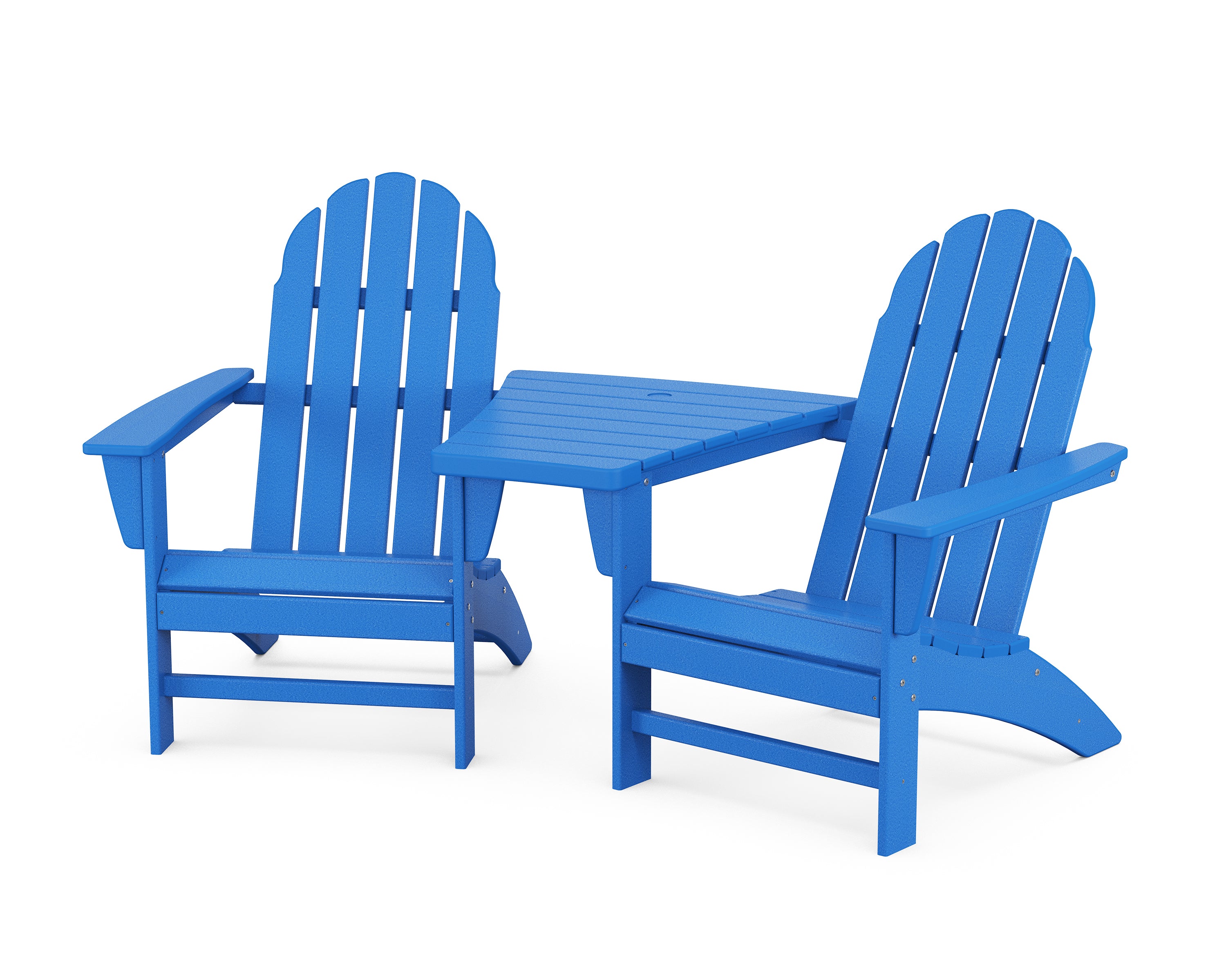 POLYWOOD® Vineyard 3-Piece Adirondack Set with Angled Connecting Table in Pacific Blue