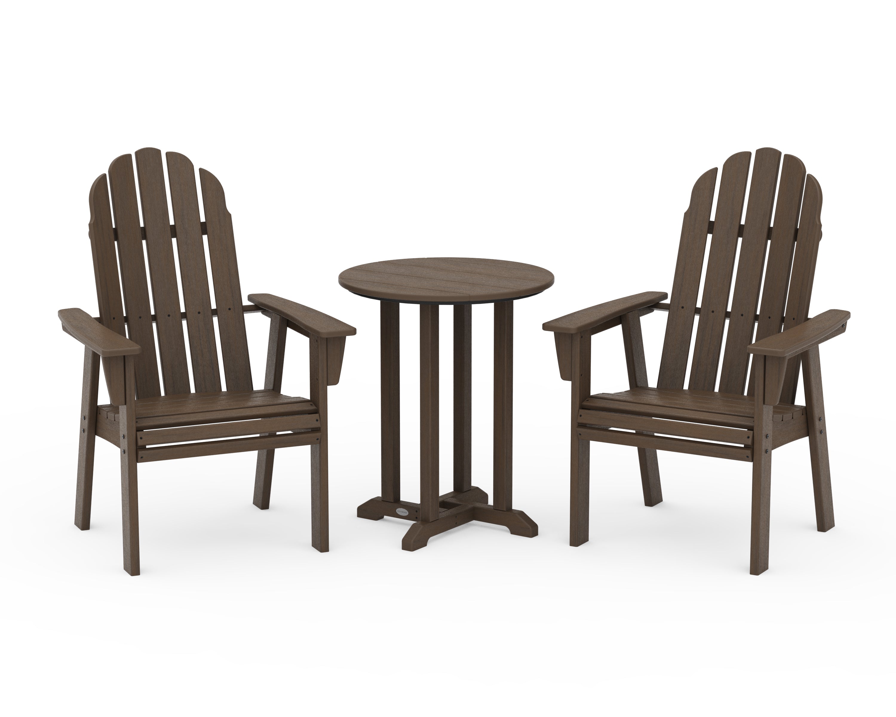 POLYWOOD Vineyard Adirondack 3-Piece Round Bistro Dining Set in Kona