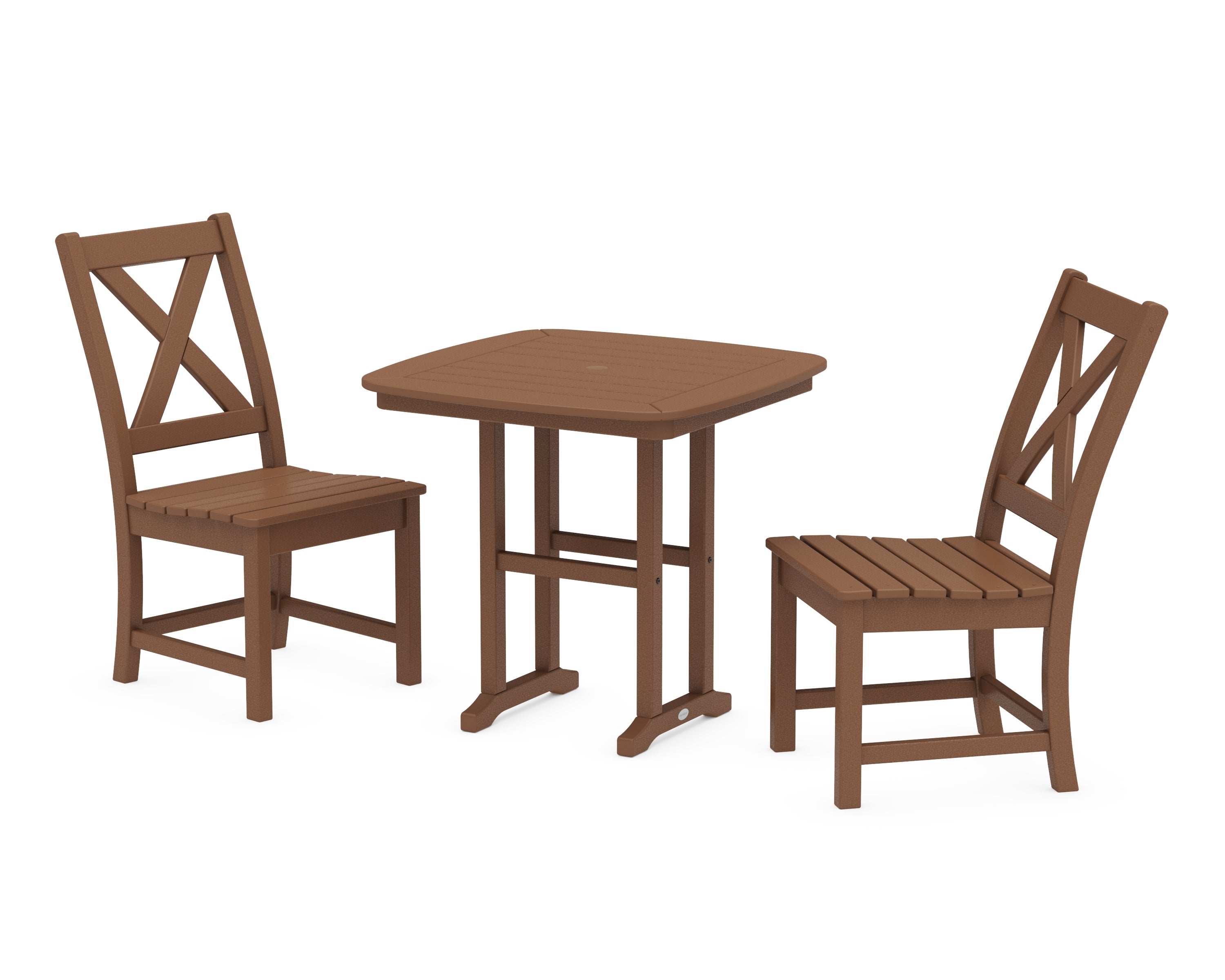 POLYWOOD Braxton Side Chair 3-Piece Dining Set in Teak