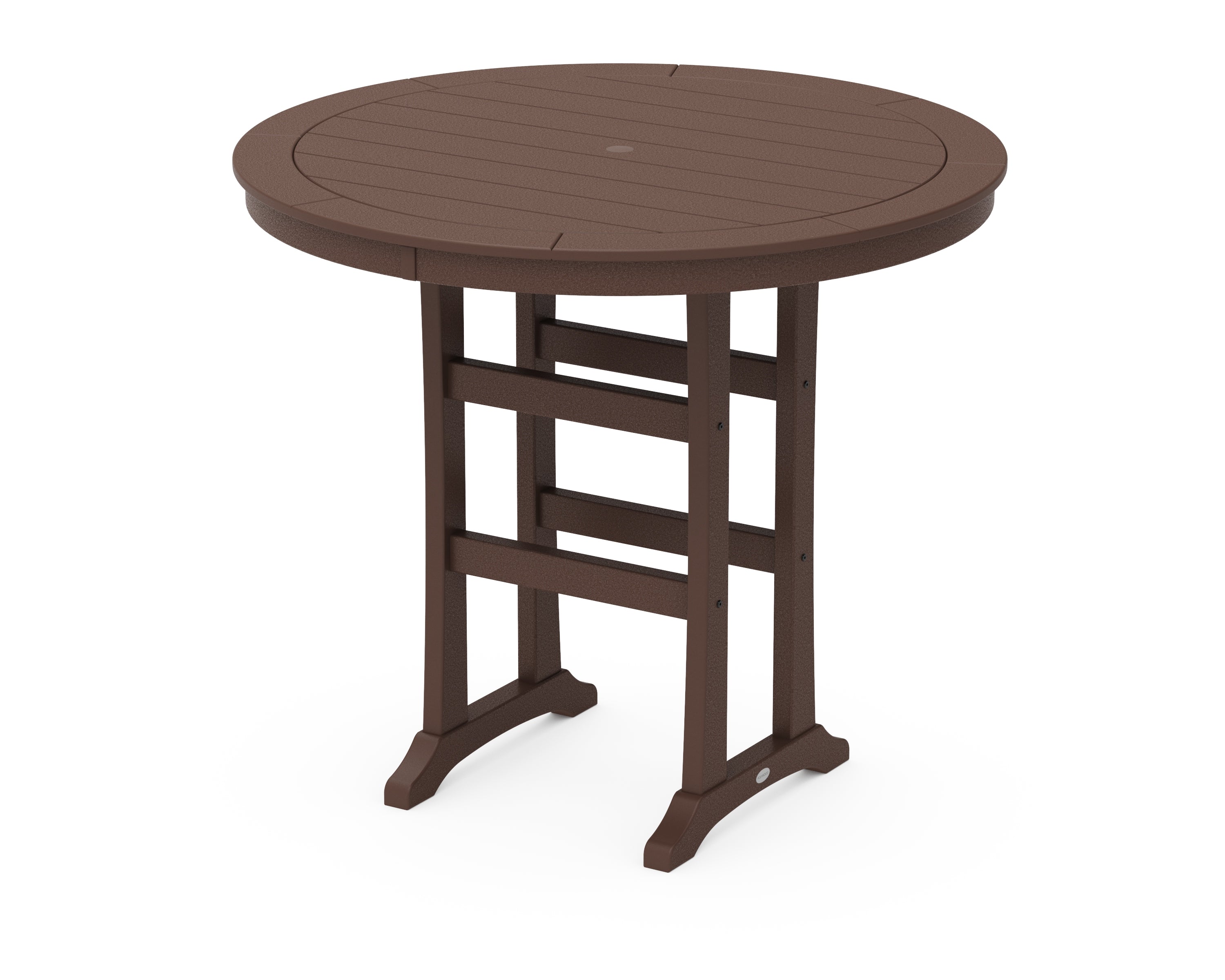 POLYWOOD Nautical Trestle 48" Round Bar Table in Mahogany