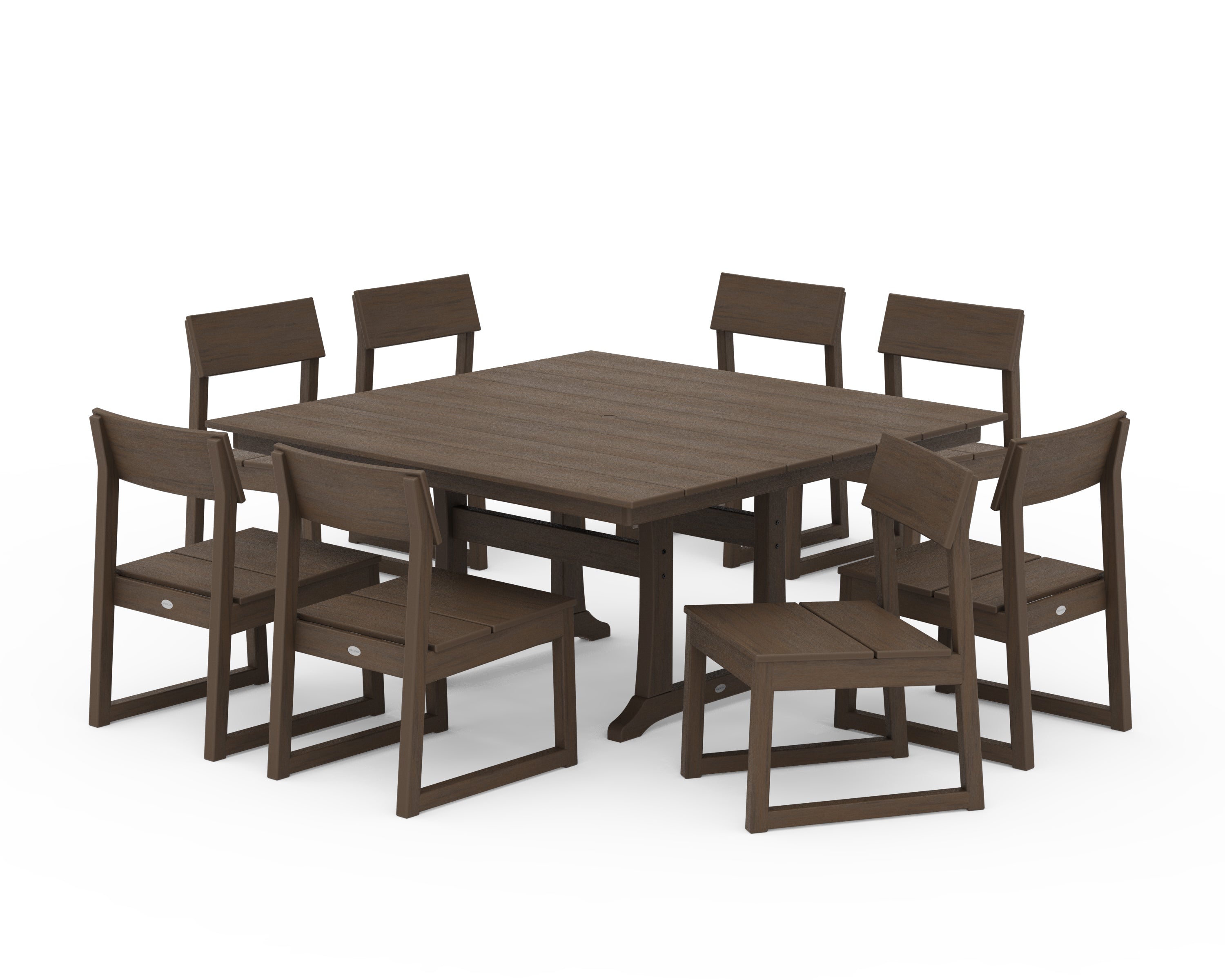 POLYWOOD EDGE 9-Piece Farmhouse Trestle Dining Set in Kona