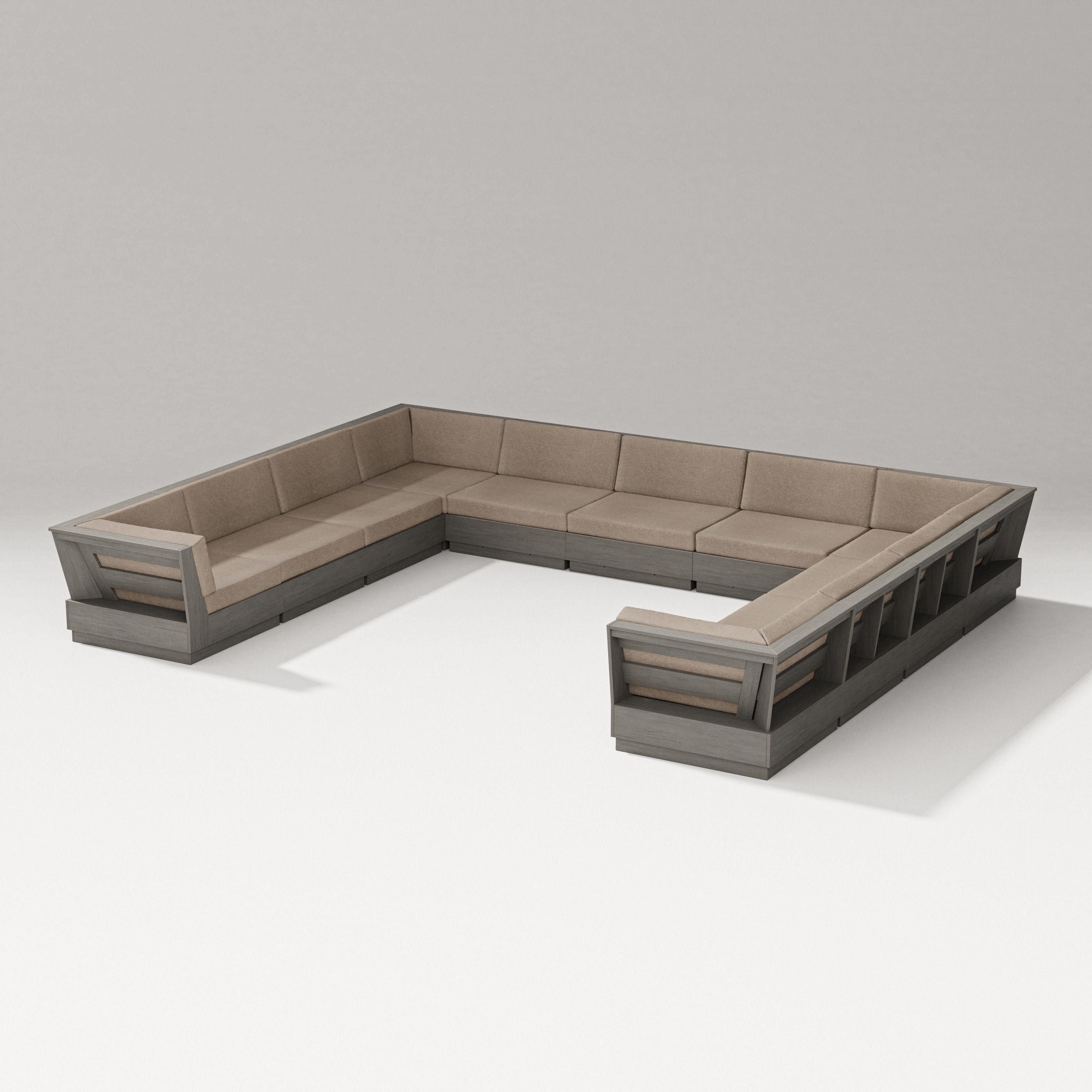 PW Designer Series Elevate Large U-Shaped Sectional in Driftwood / Spiced Burlap