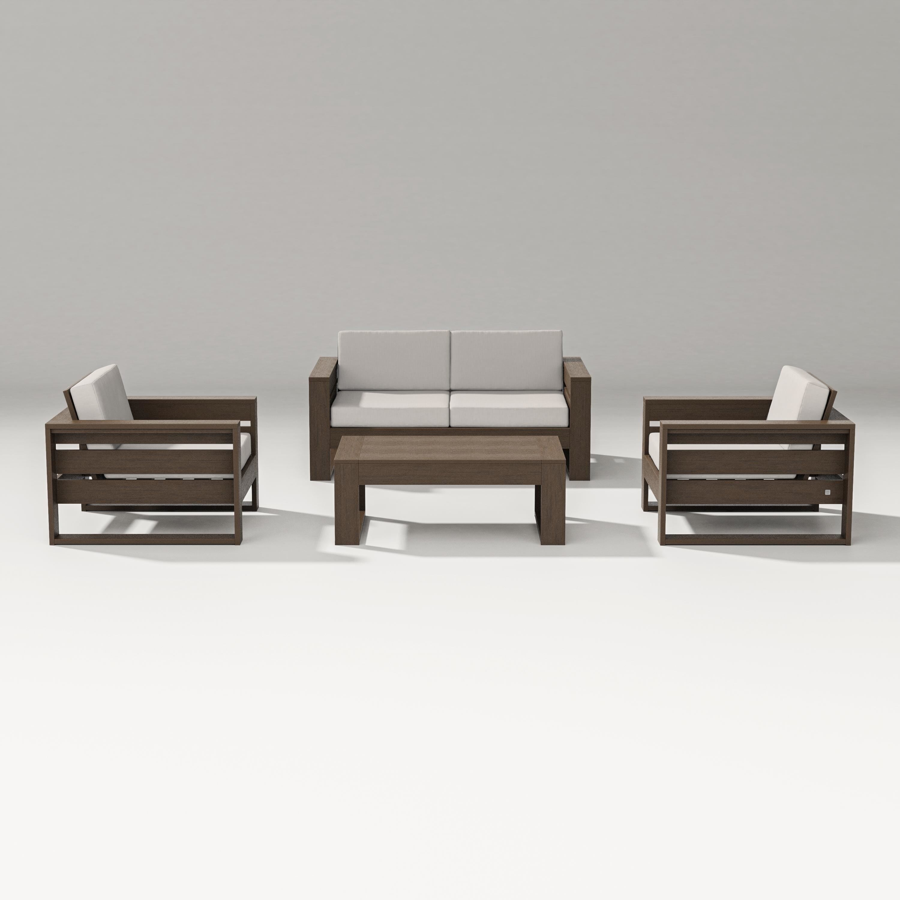 PW Designer Series Latitude 4-Piece Lounge Loveseat Set in Kona / Cast Ash