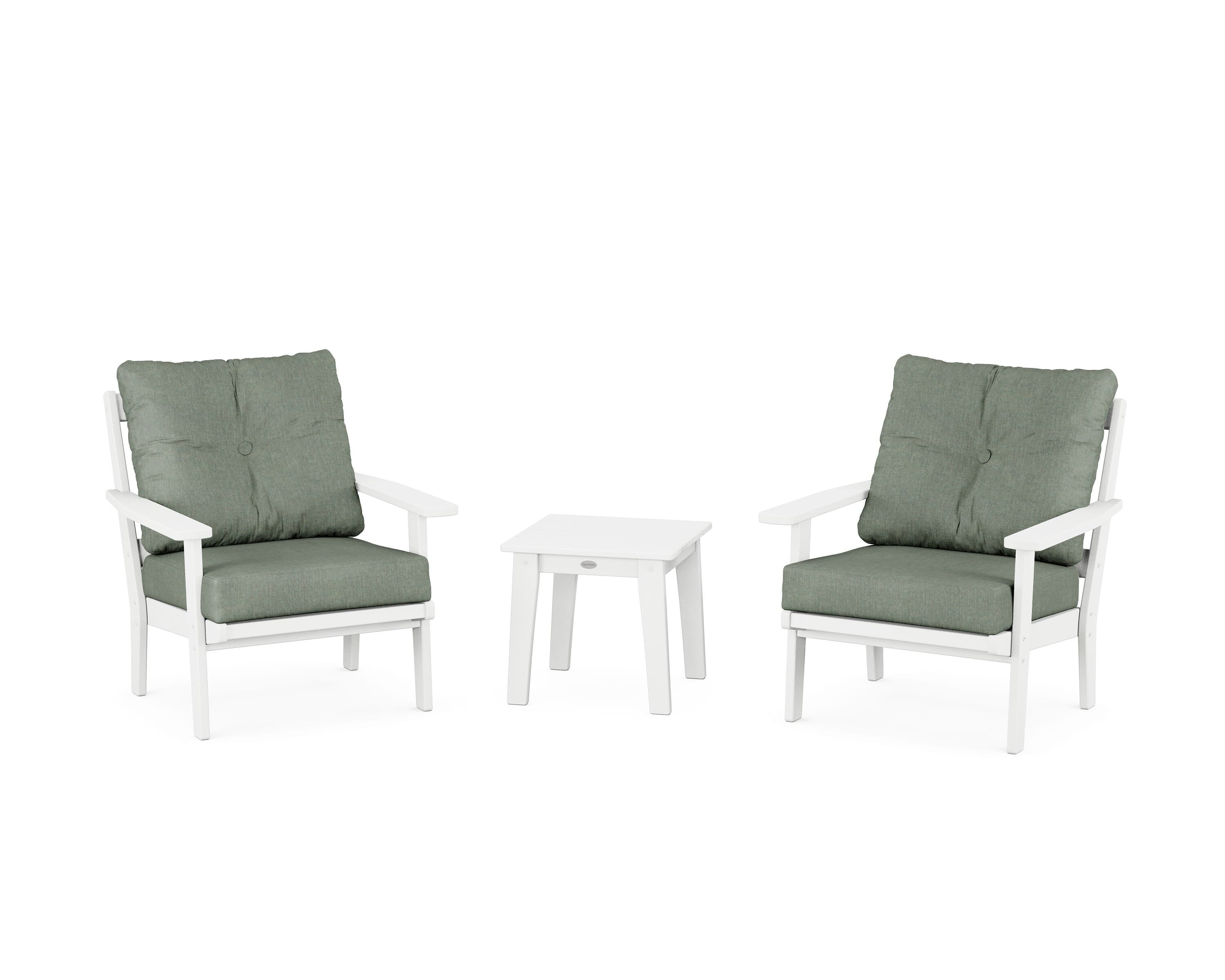 POLYWOOD Prairie 3-Piece Deep Seating Set in White / Cast Sage
